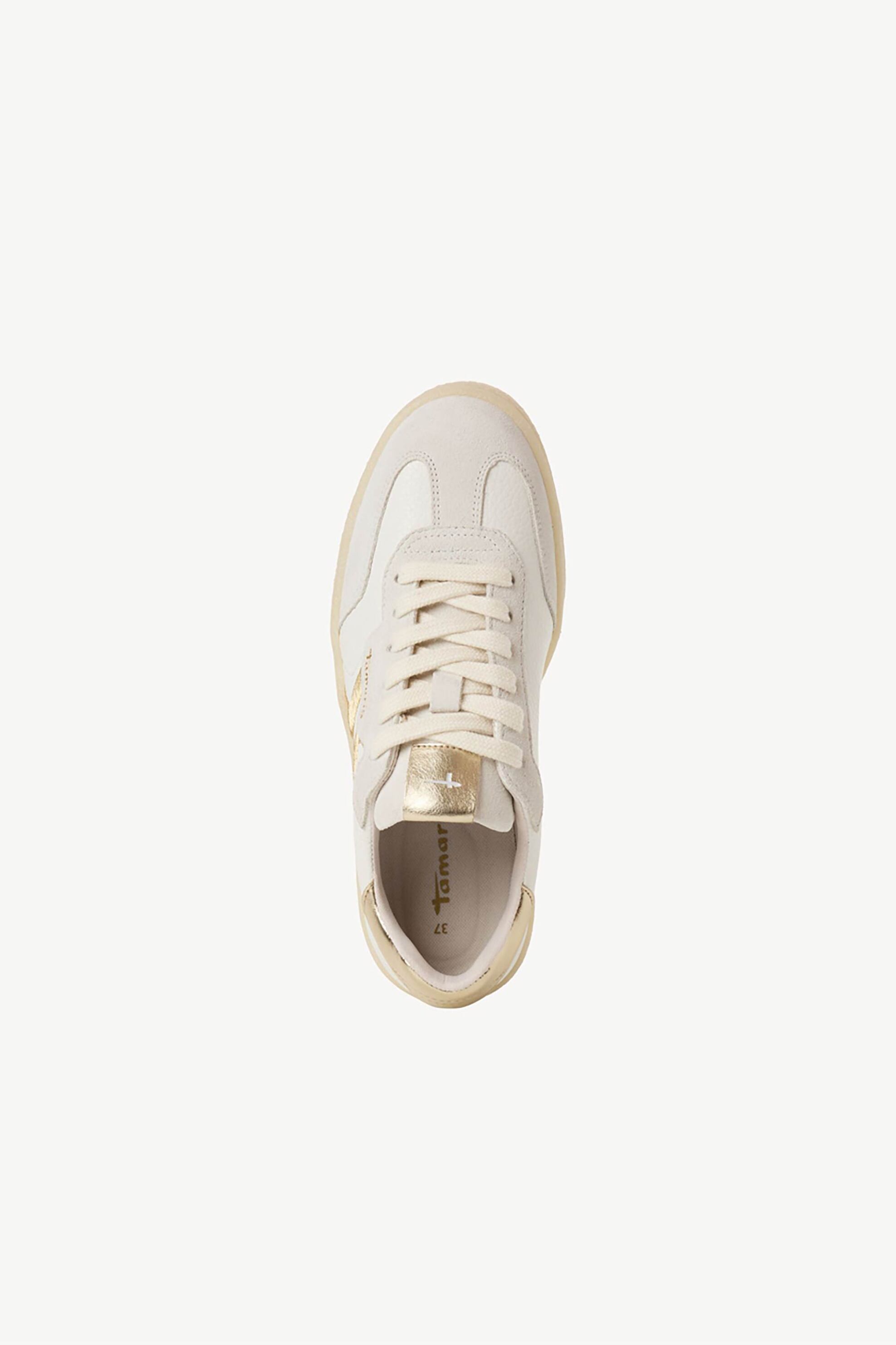 Tamaris Γυναικεία Sneakers Μονόχρωμα με Χρυσές Λεπτομέρειες - 1-23723-44 Λευκό