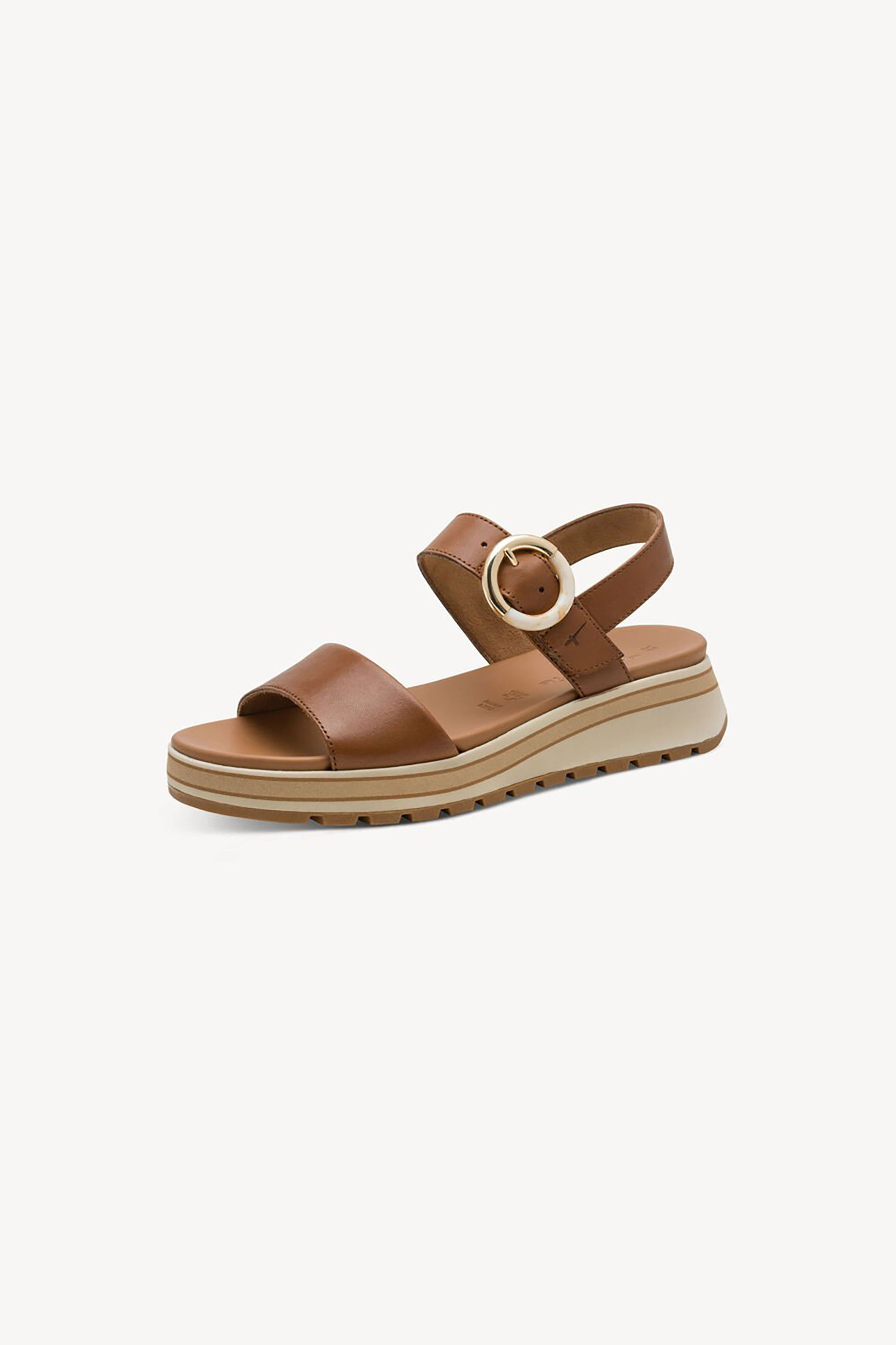 Tamaris γυναικεία δερμάτινα σανδάλια μονόχρωμα - 1-28254-46 Καφέ