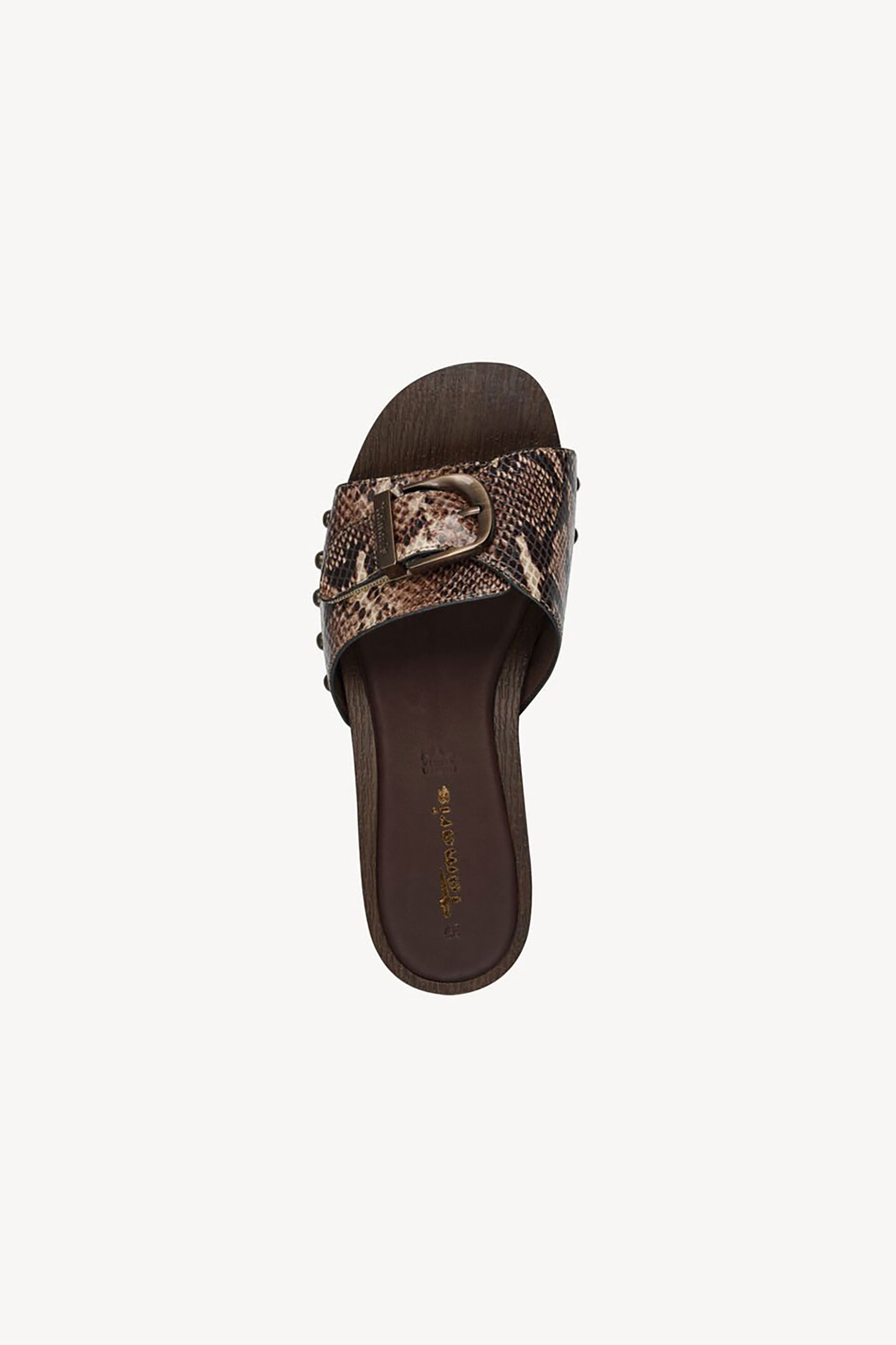 Tamaris Γυναικεία Mules με Χρυσή Αγκράφα Και Animal Print - 1-27313-46 Μπεζ