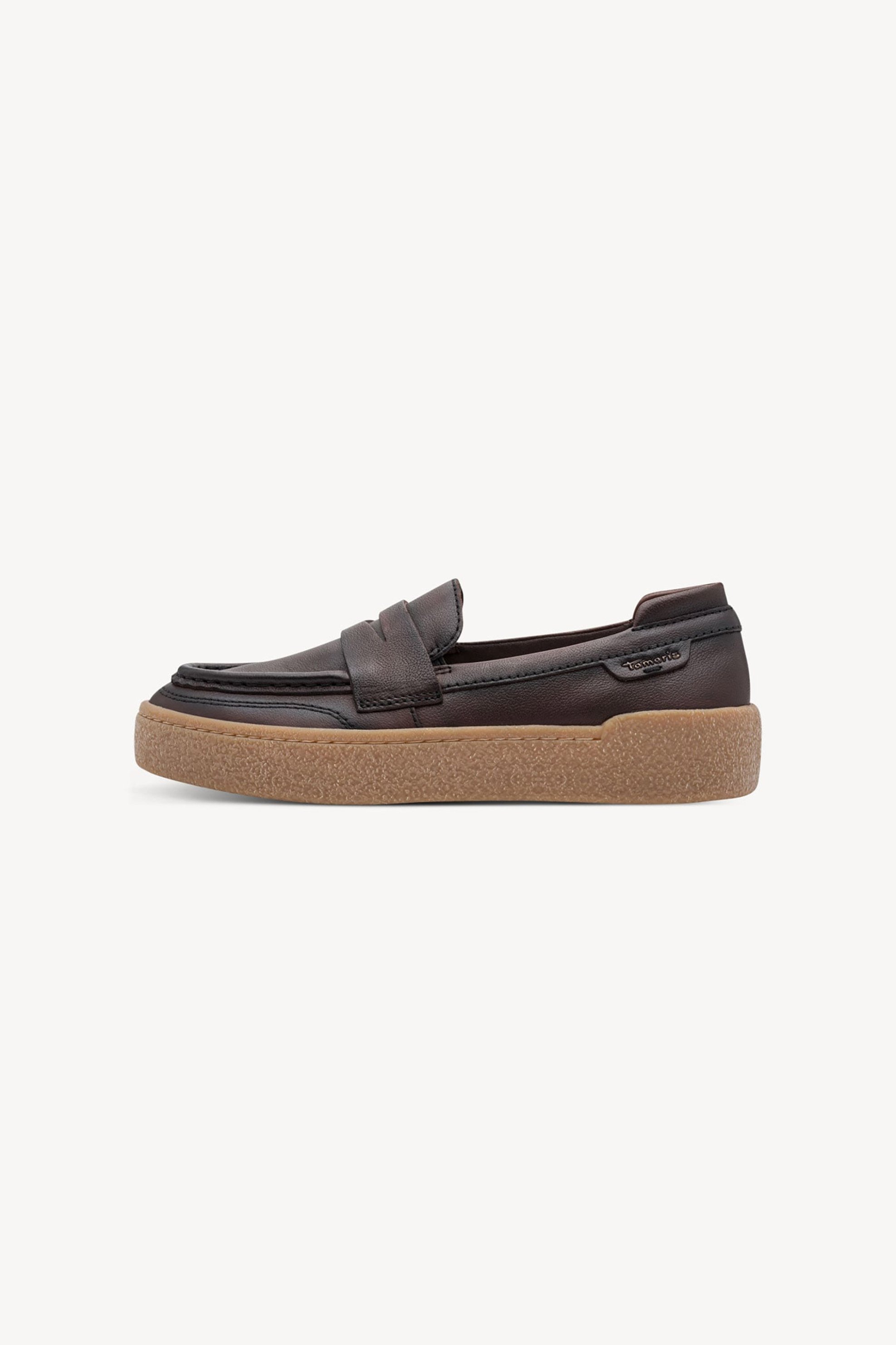 Tamaris γυναικεία δερμάτινα loafers - 1-24711-47 Καφέ Σκούρο