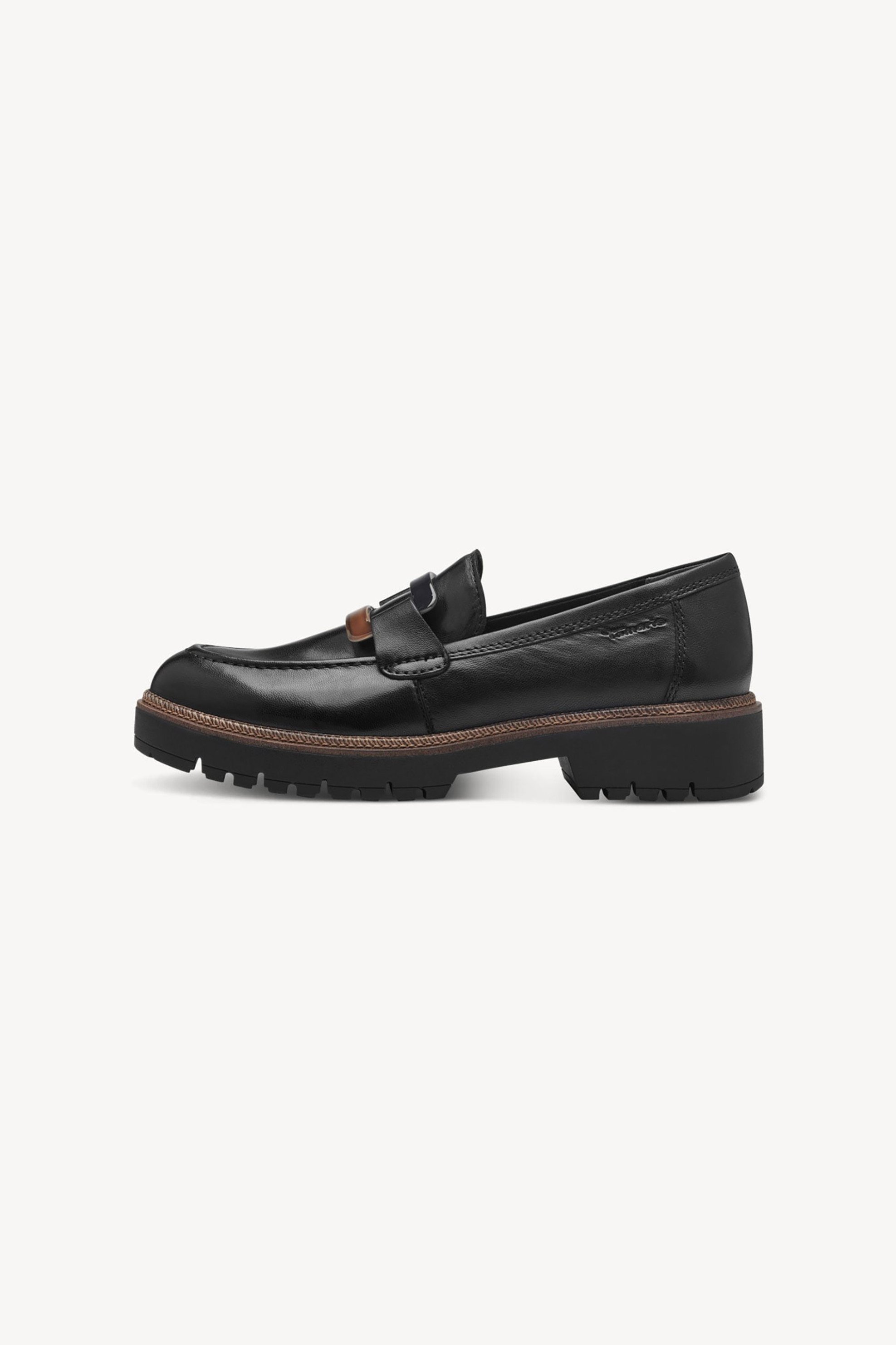 Tamaris γυναικεία δερμάτινα loafers - 1-24722-43 Μαύρο
