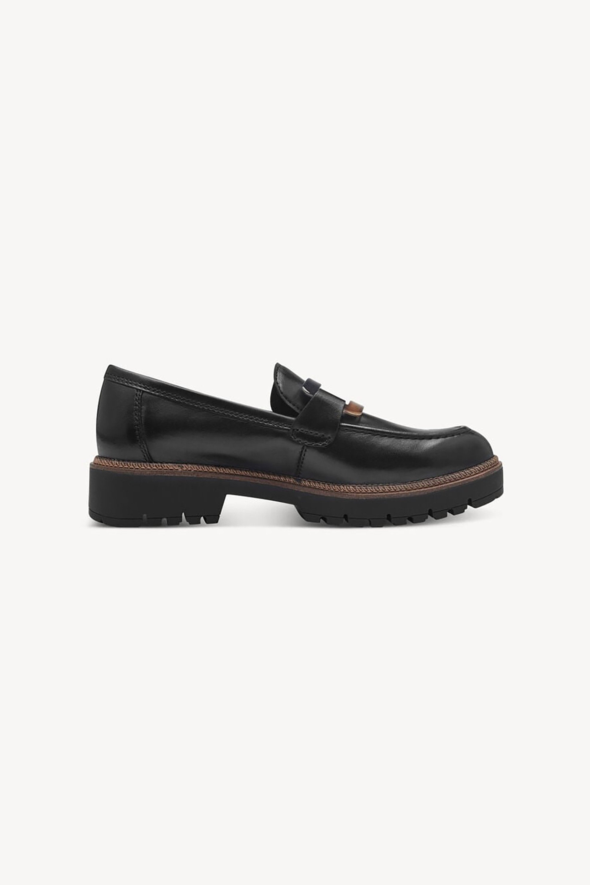 Tamaris γυναικεία δερμάτινα loafers - 1-24722-43 Μαύρο