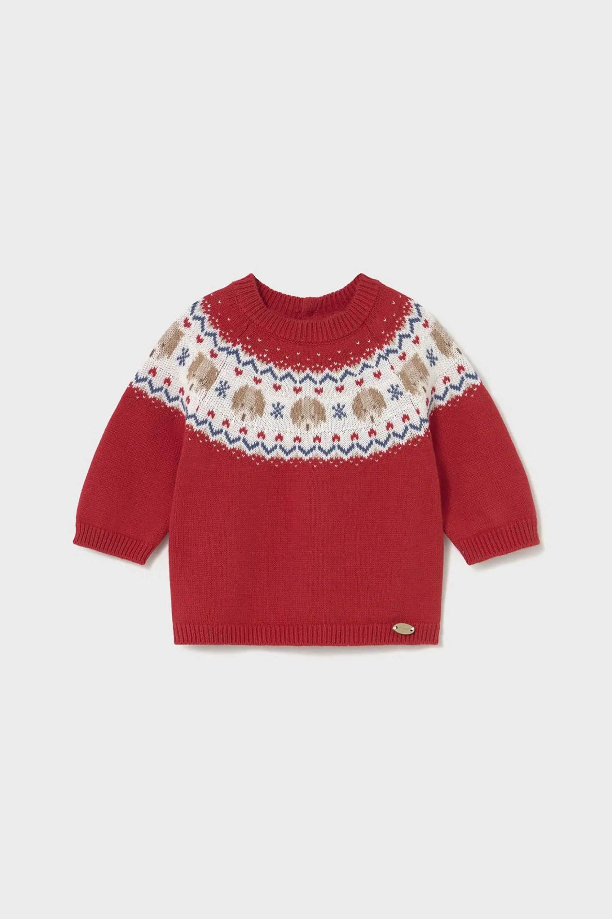Mayoral βρεφική πλεκτή μπλούζα με σχέδιο - 2336-W26 Κόκκινο