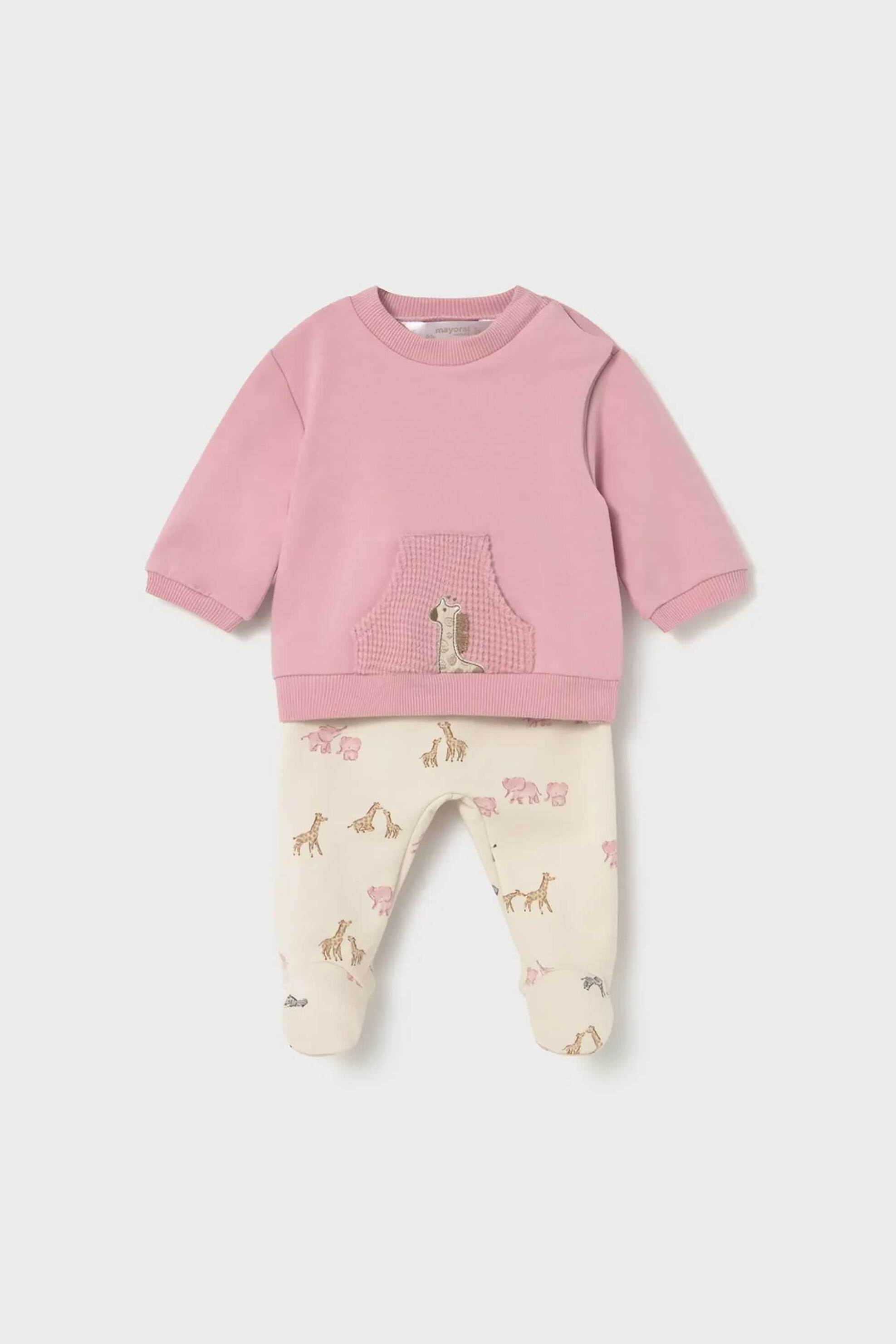 MAYORAL Mayoral βρεφικό σετ μπλούζα και παντελόνι με all-over print (2 τεμάχια) - 2557-W26 Ροζ Ανοιχτό