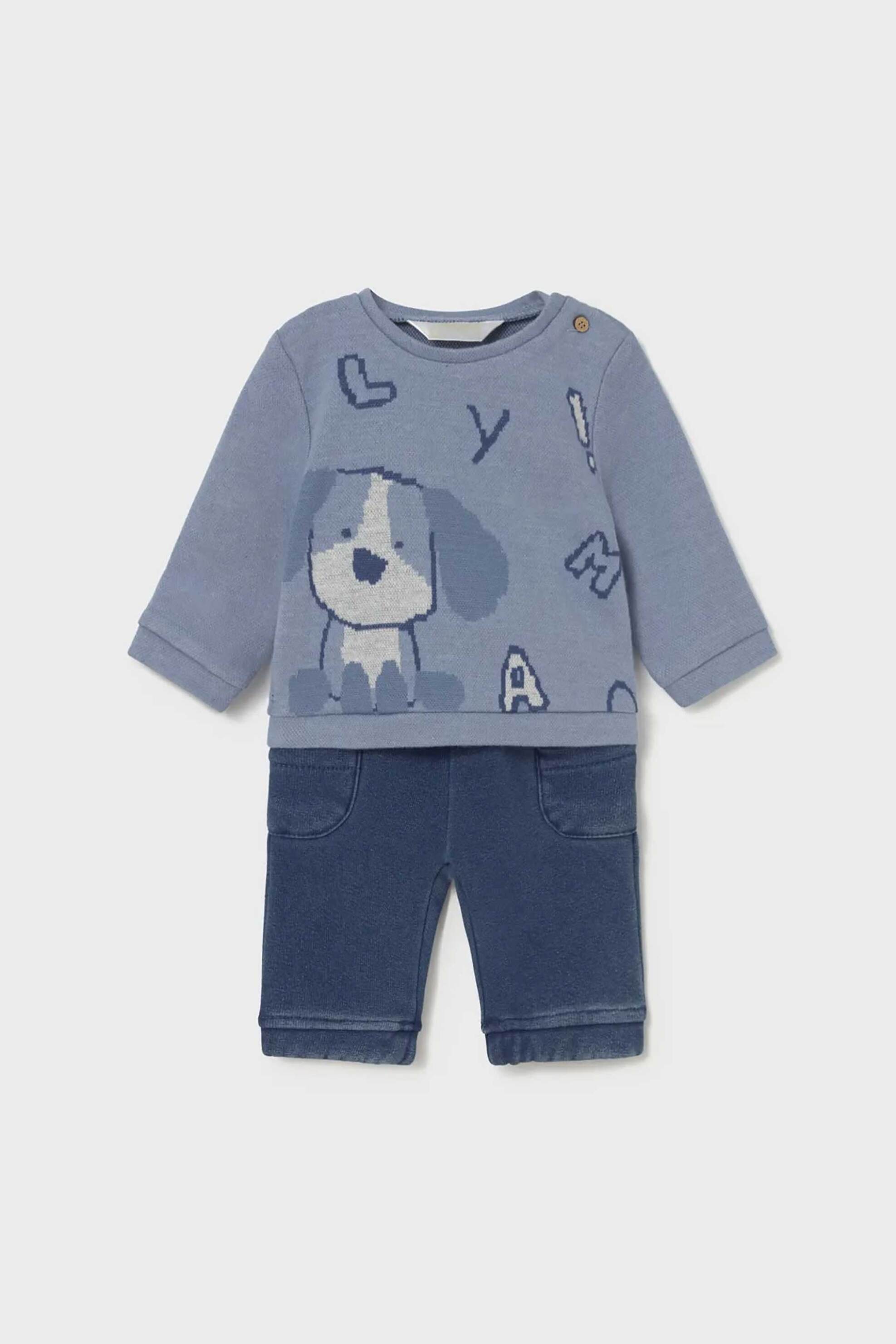 Mayoral βρεφικό σετ μπλούζα και παντελόνι με ελαστική μέση (2 τεμάχια) - 2583-W26 Μπλε