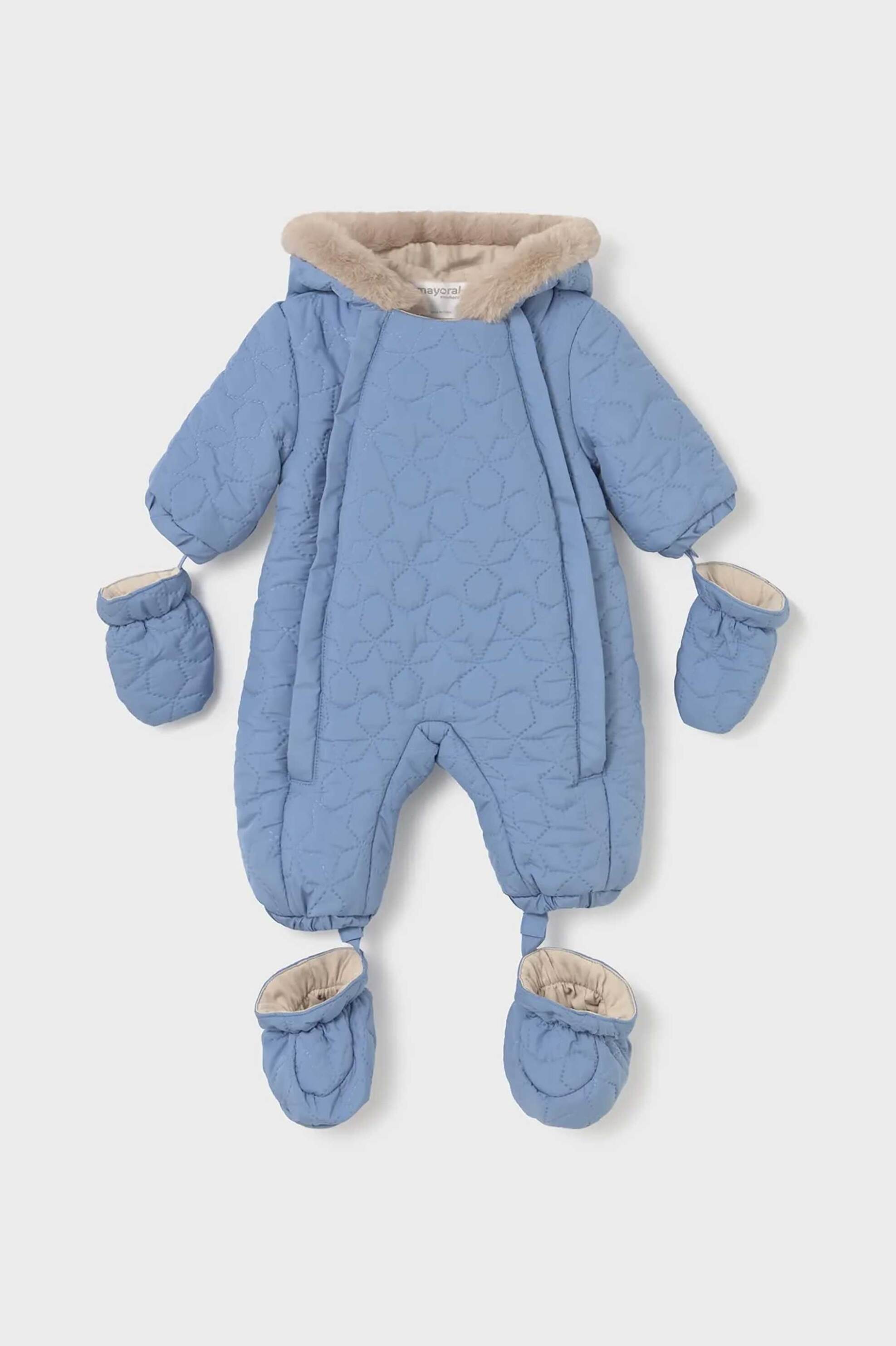 MAYORAL Mayoral βρεφικό φορμάκι εξόδου με κουκούλα - 2615-W26 Μπλε