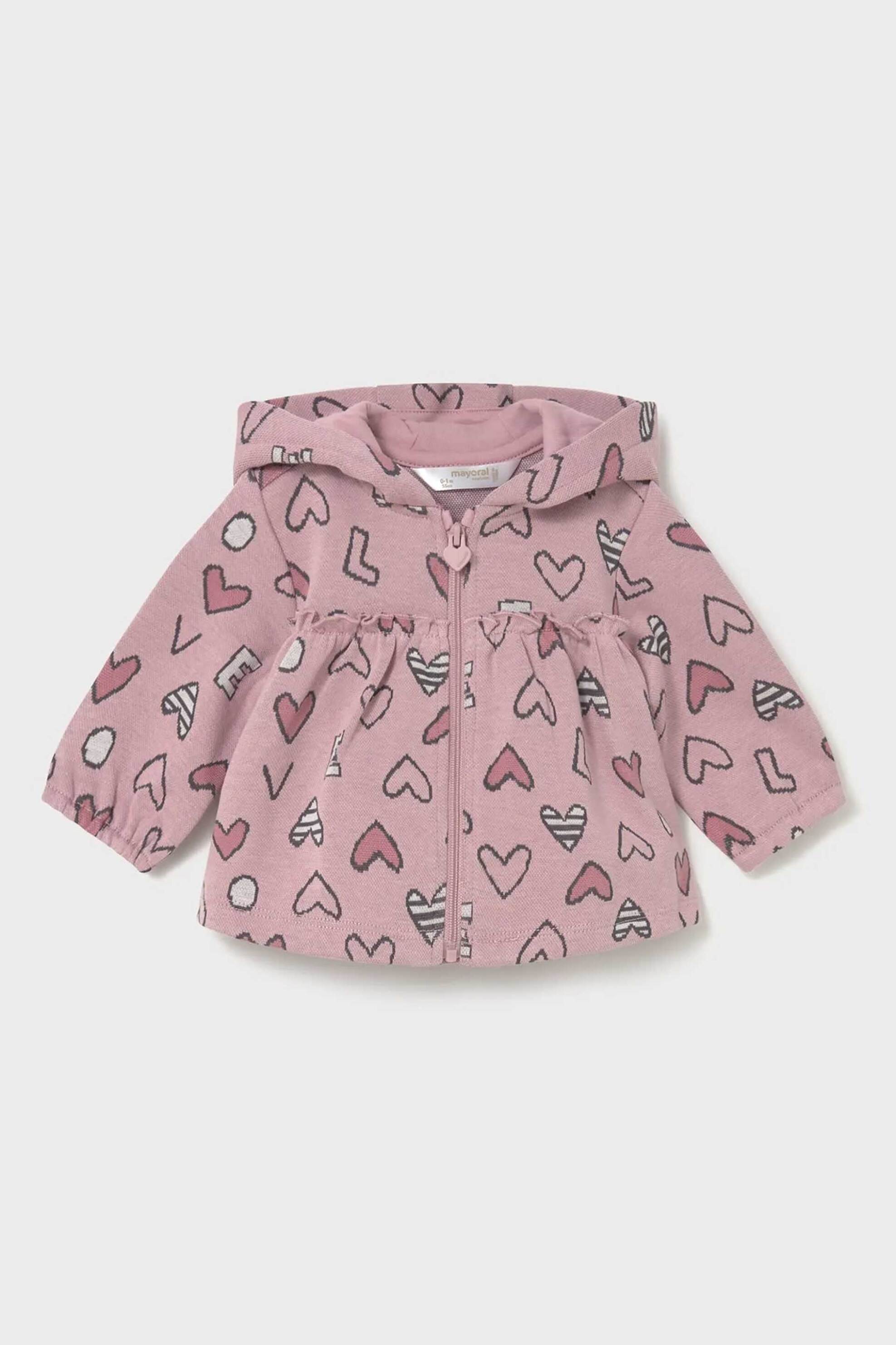 Mayoral βρεφικό σετ μακρυμάνικη μπλούζα με ζακέτα και παντελόνι φόρμας (3 τεμάχια) - 2633-W26 Ροζ φωτογραφία
