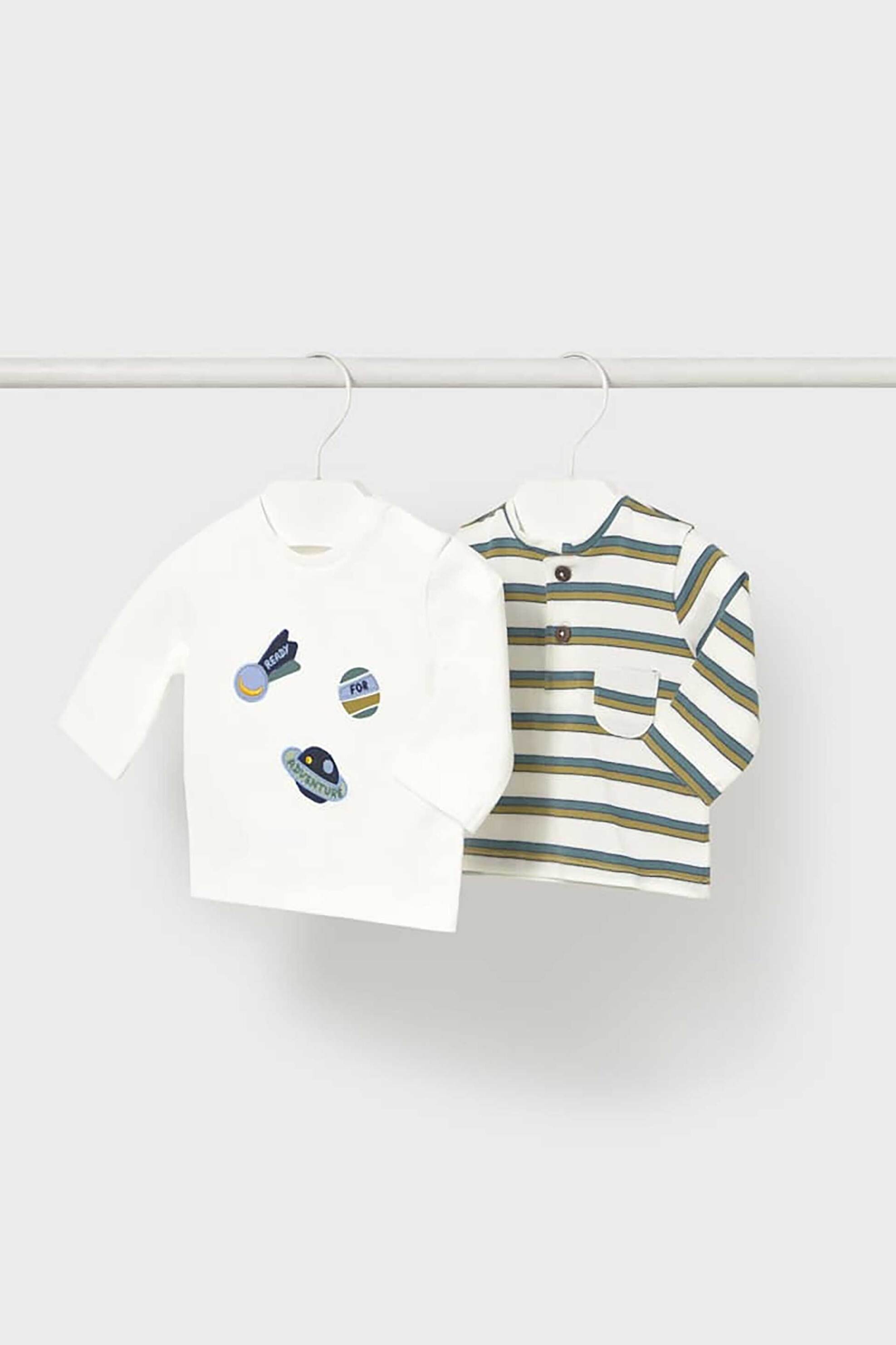 Mayoral βρεφικό σετ μακρυμάνικες μπλούζες (2 τεμάχια) - 2056-W26 Πράσινο