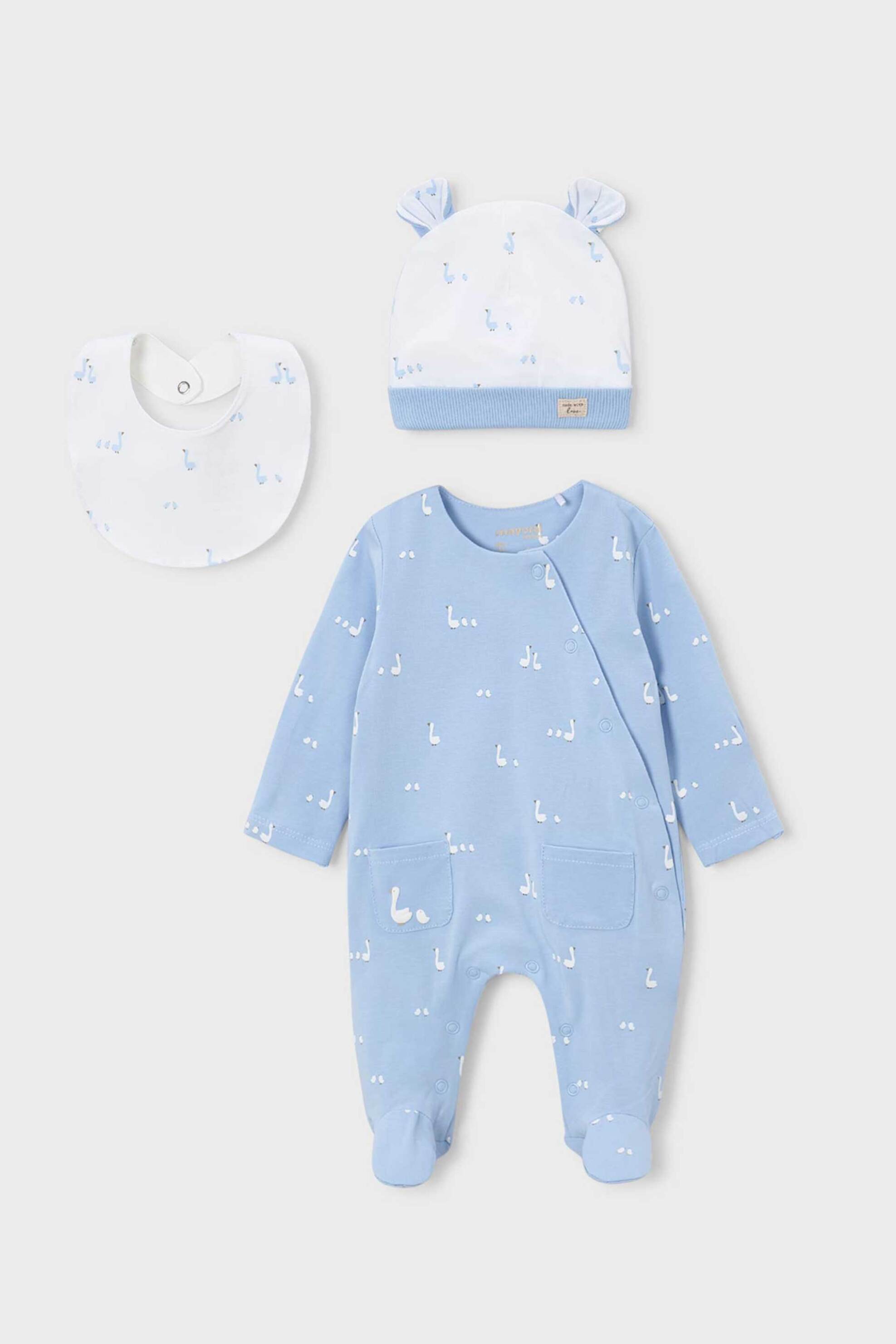 Mayoral βρεφικό σετ πιτζαμάκι με σαλιάρα και σκουφάκι (3 τεμάχια) - 1728-S26 Σιελ