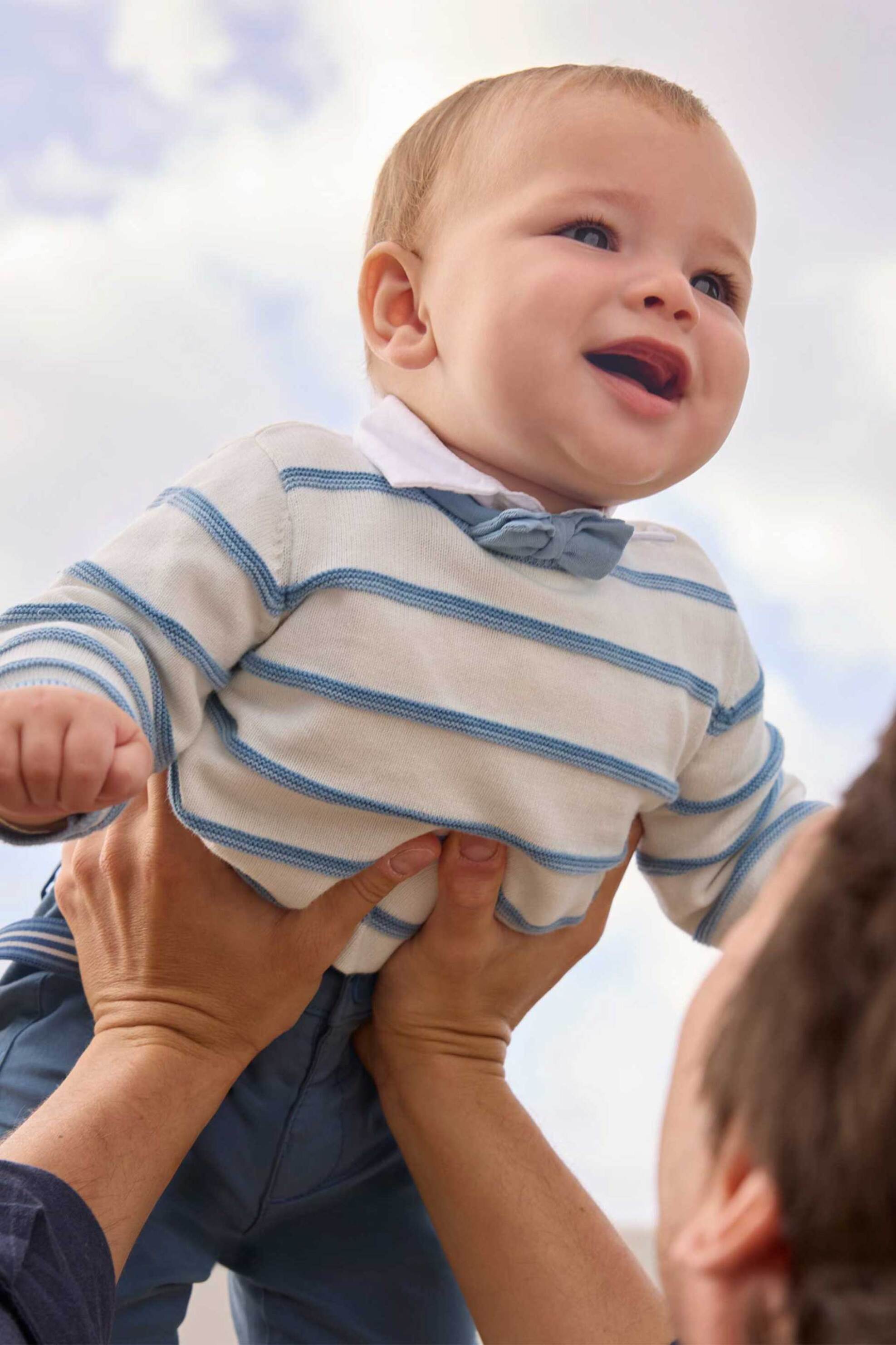 Mayoral βρεφική πλεκτή μπλούζα ριγέ - 1302-S26 Γαλάζιο