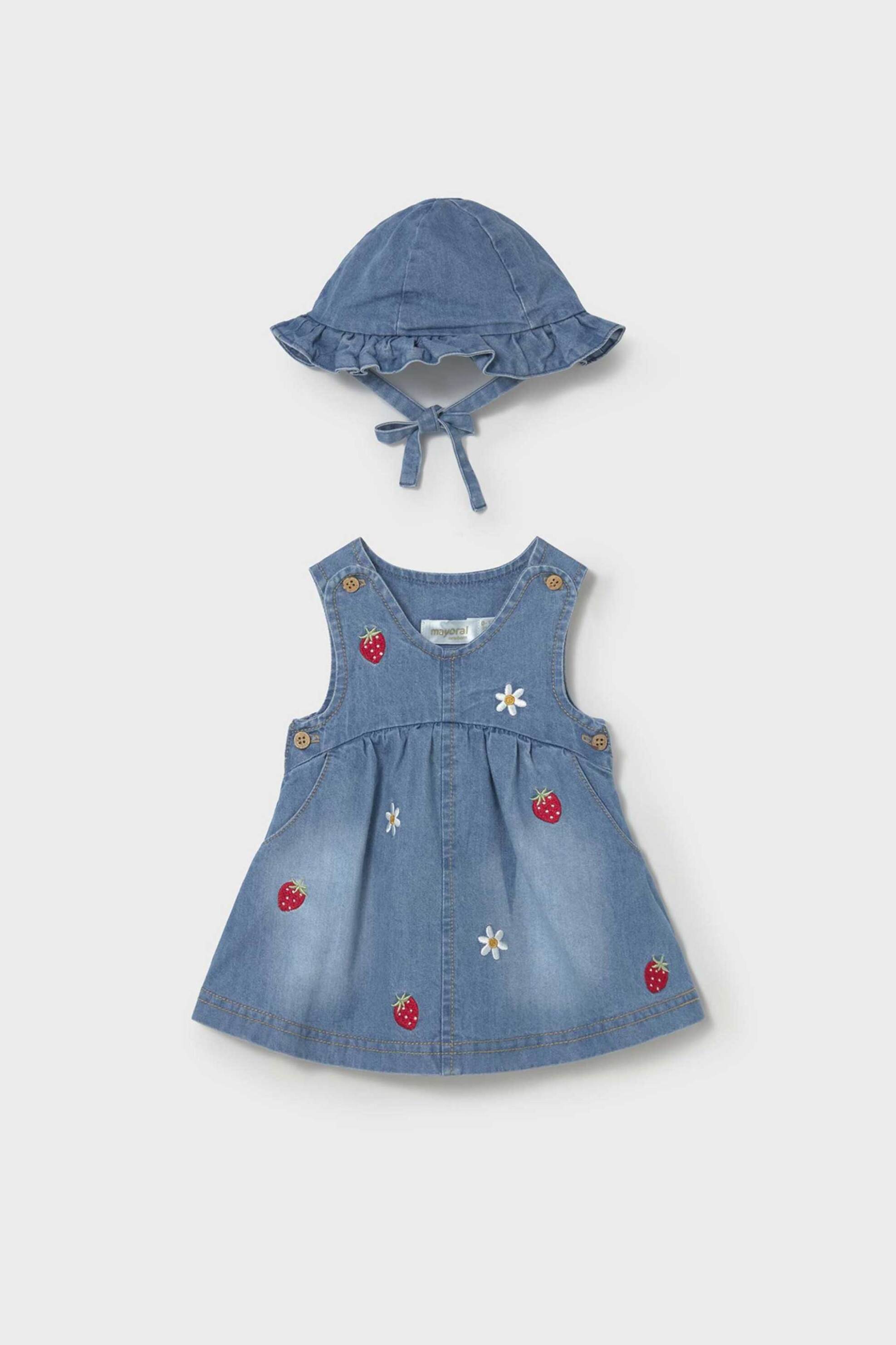 Mayoral βρεφικό σετ φόρεμα denim και καπέλο (2 τεμάχια) - 1816-S26 Denim Blue Σκούρο