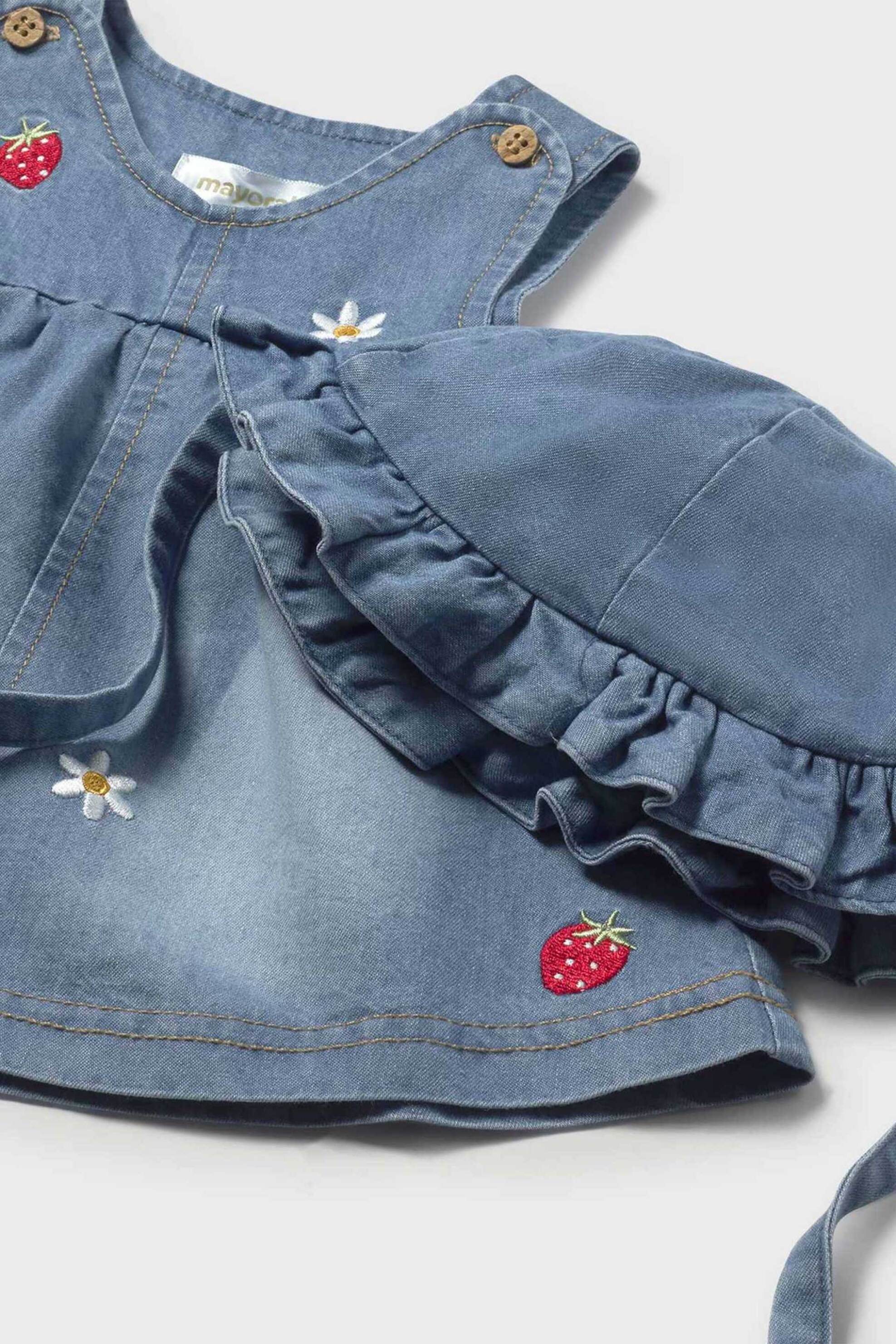 Mayoral Βρεφικό Σετ Φόρεμα Denim Και Καπέλο (2 Τεμάχια) - 1816-S26 Blue Σκούρο
