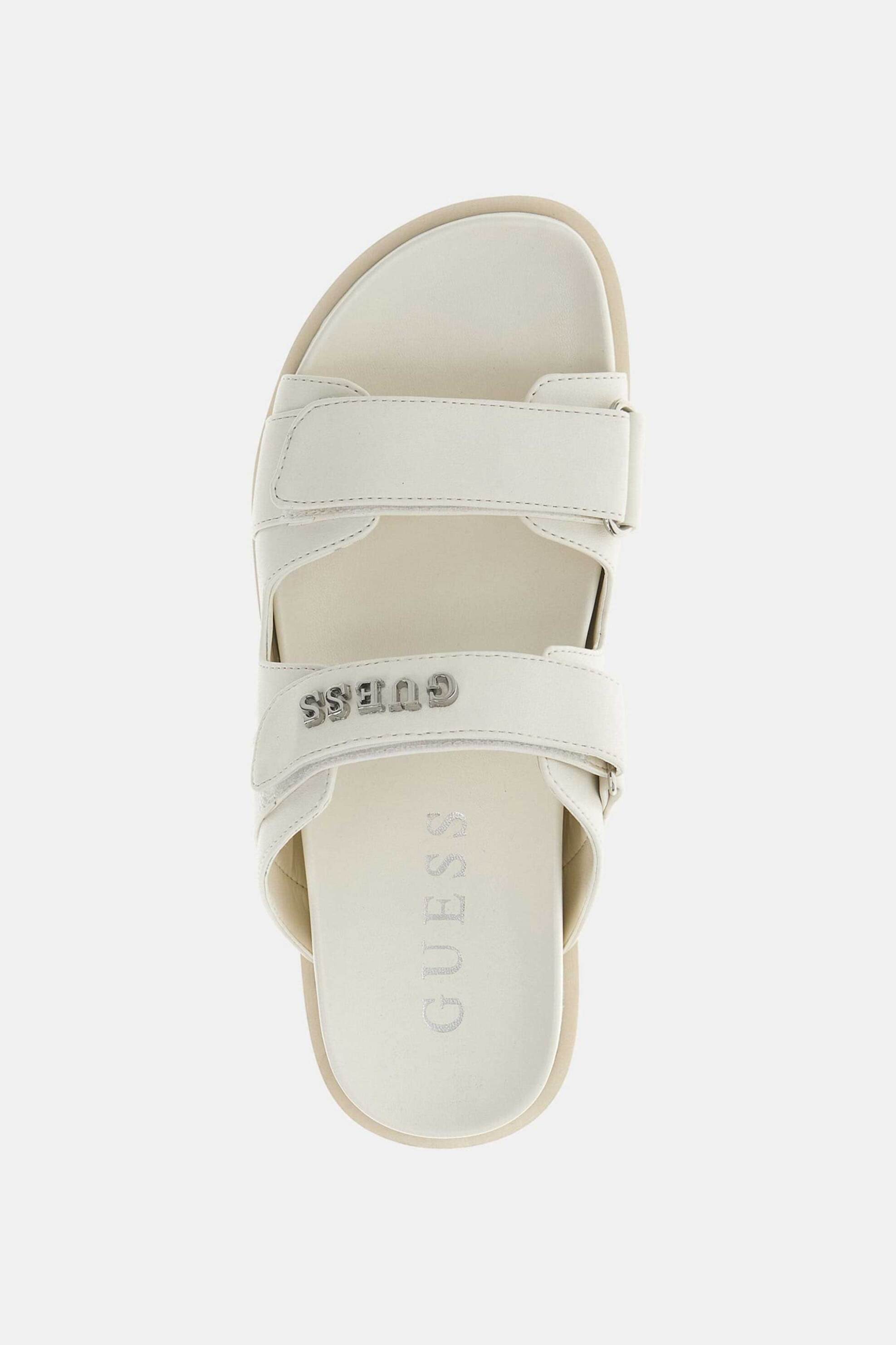 GUESS Guess γυναικεία σανδάλια με μεταλλικό λογότυπο "Fabulon" - FLJFBUELE19 Εκρού - 4