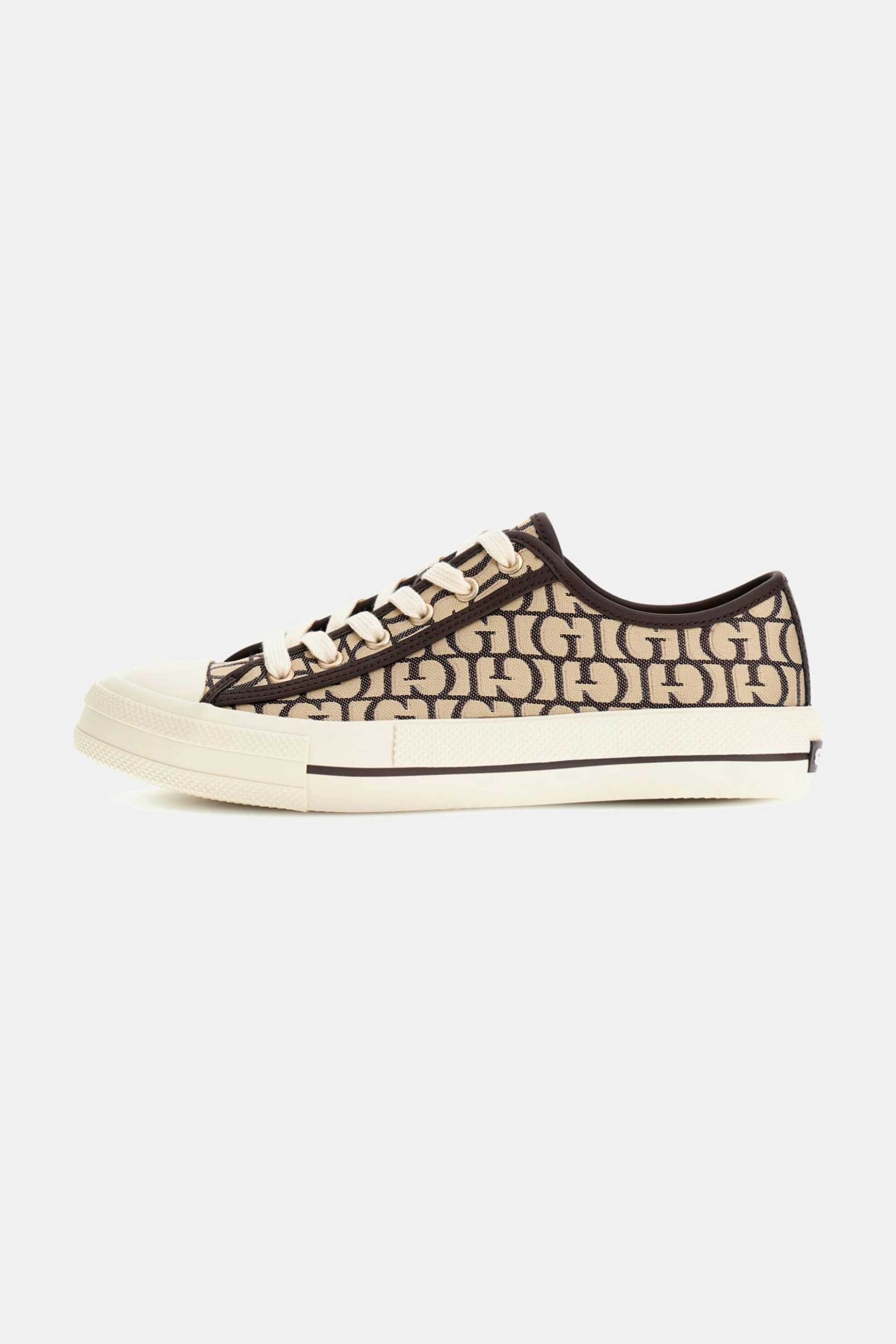 Guess γυναικεία sneakers με all-over monogram print "Carey" - FLPCARFAL12 Καφέ