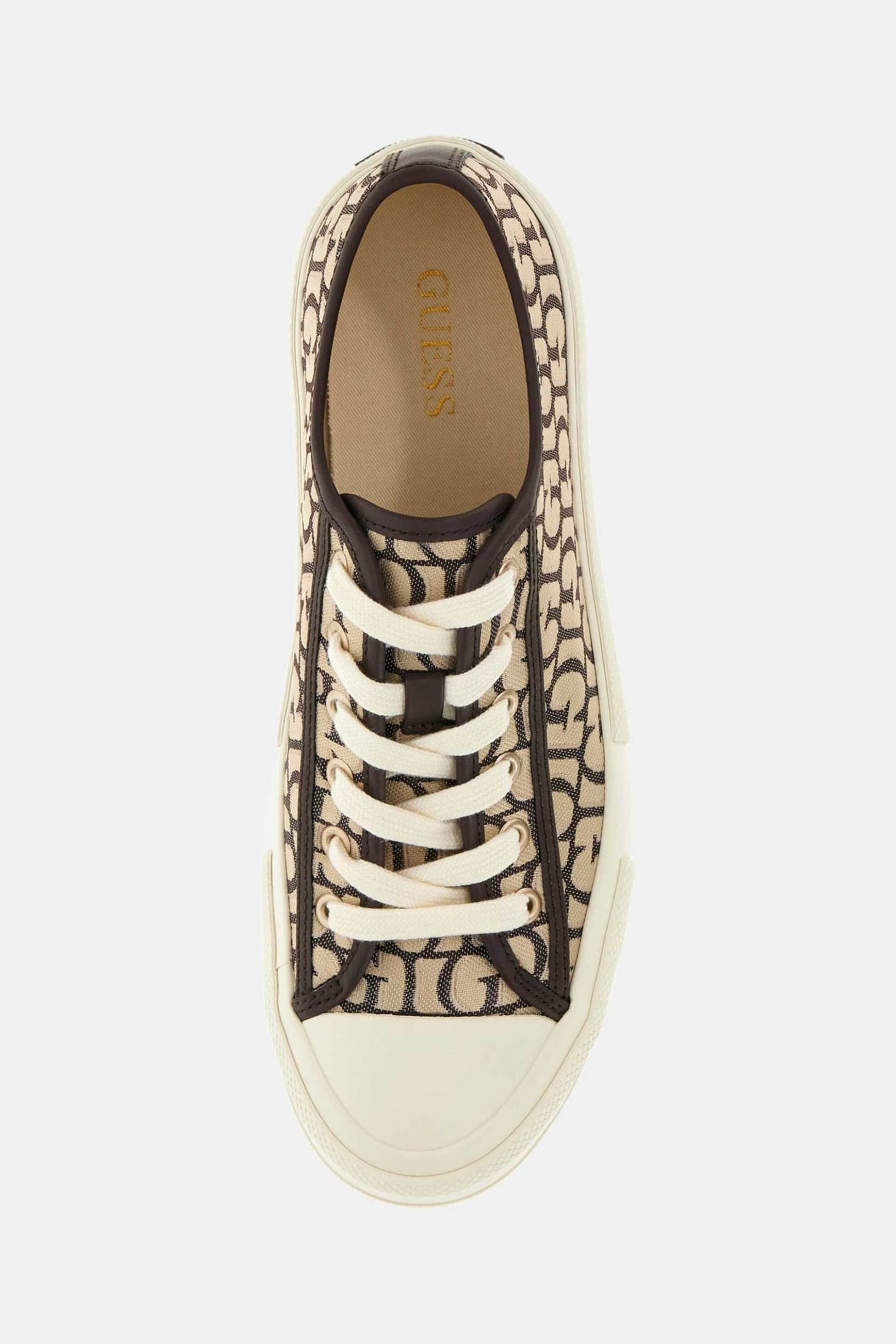 Guess Γυναικεία Sneakers με All-Over Monogram Print Carey - Flpcarfal12 Καφέ