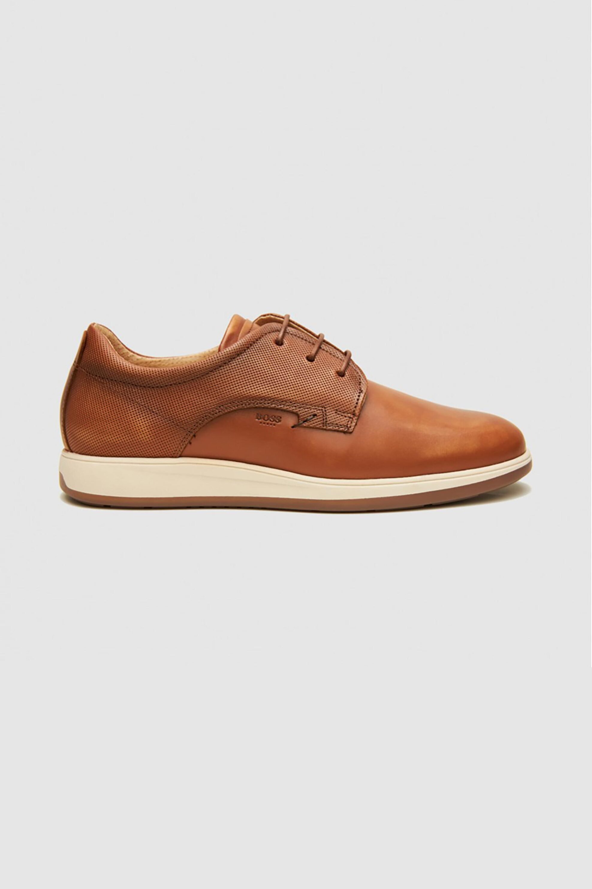 BOSS SHOES Boss Shoes ανδρικά δερμάτινα παπούτσια oxford casual - ZA267 Ταμπά