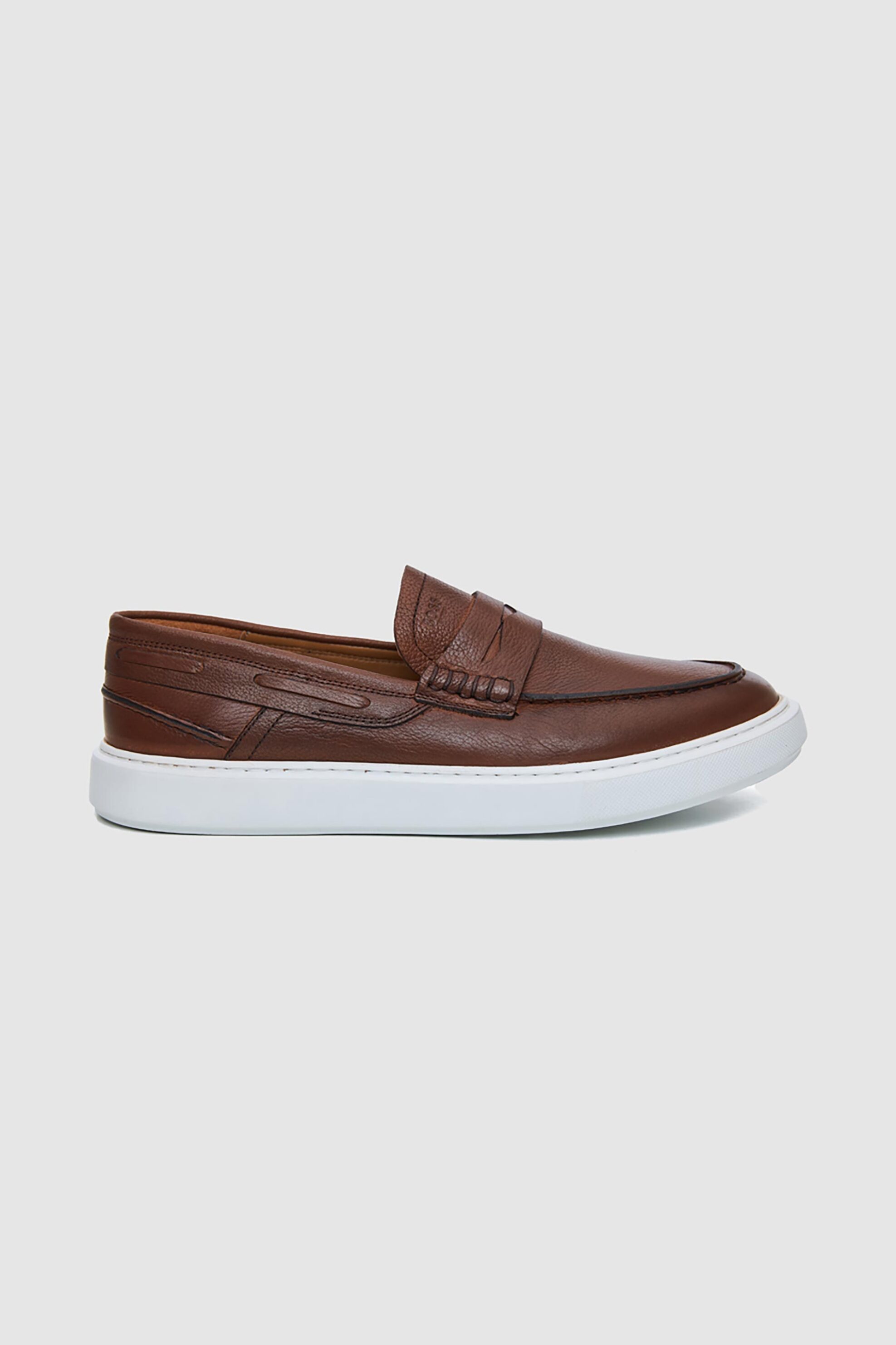 BOSS SHOES Boss Shoes ανδρικά δερμάτινα μοκασίνια - Z7507 Ταμπά