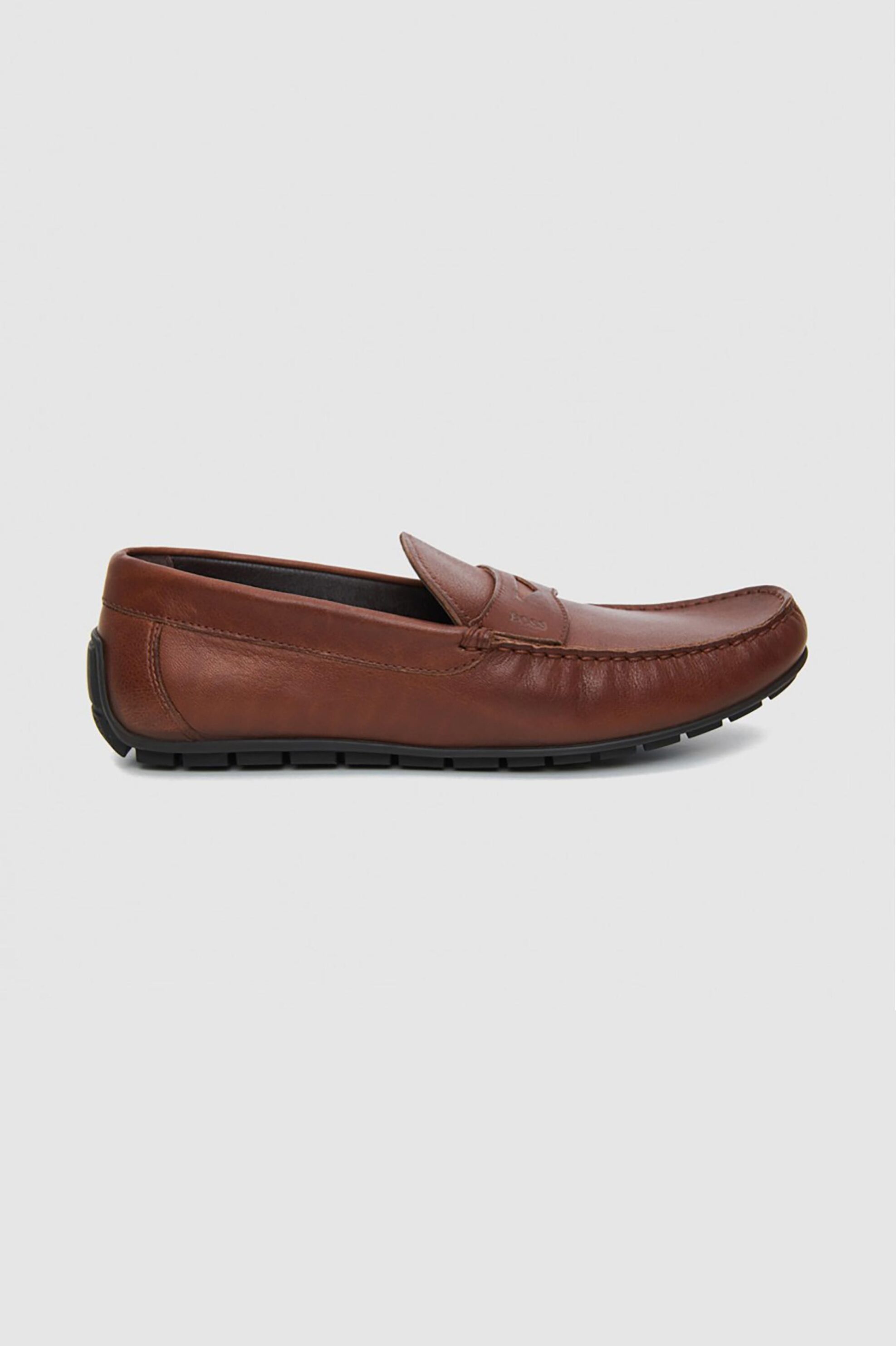 BOSS SHOES Boss Shoes ανδρικά δερμάτινα μοκασίνια - Z7538 Ταμπά