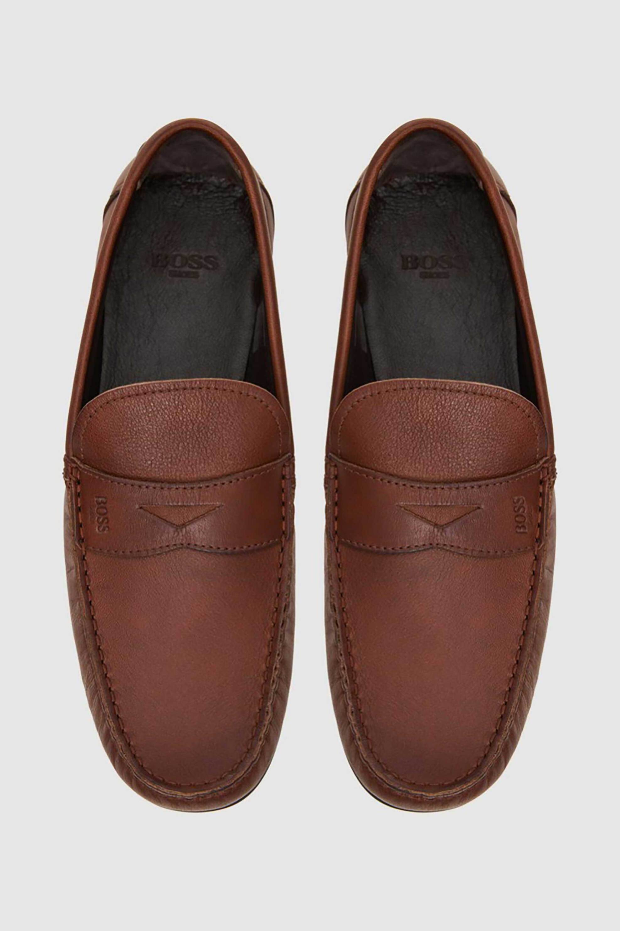 Boss Shoes ανδρικά δερμάτινα μοκασίνια - Z7538 Ταμπά φωτογραφία