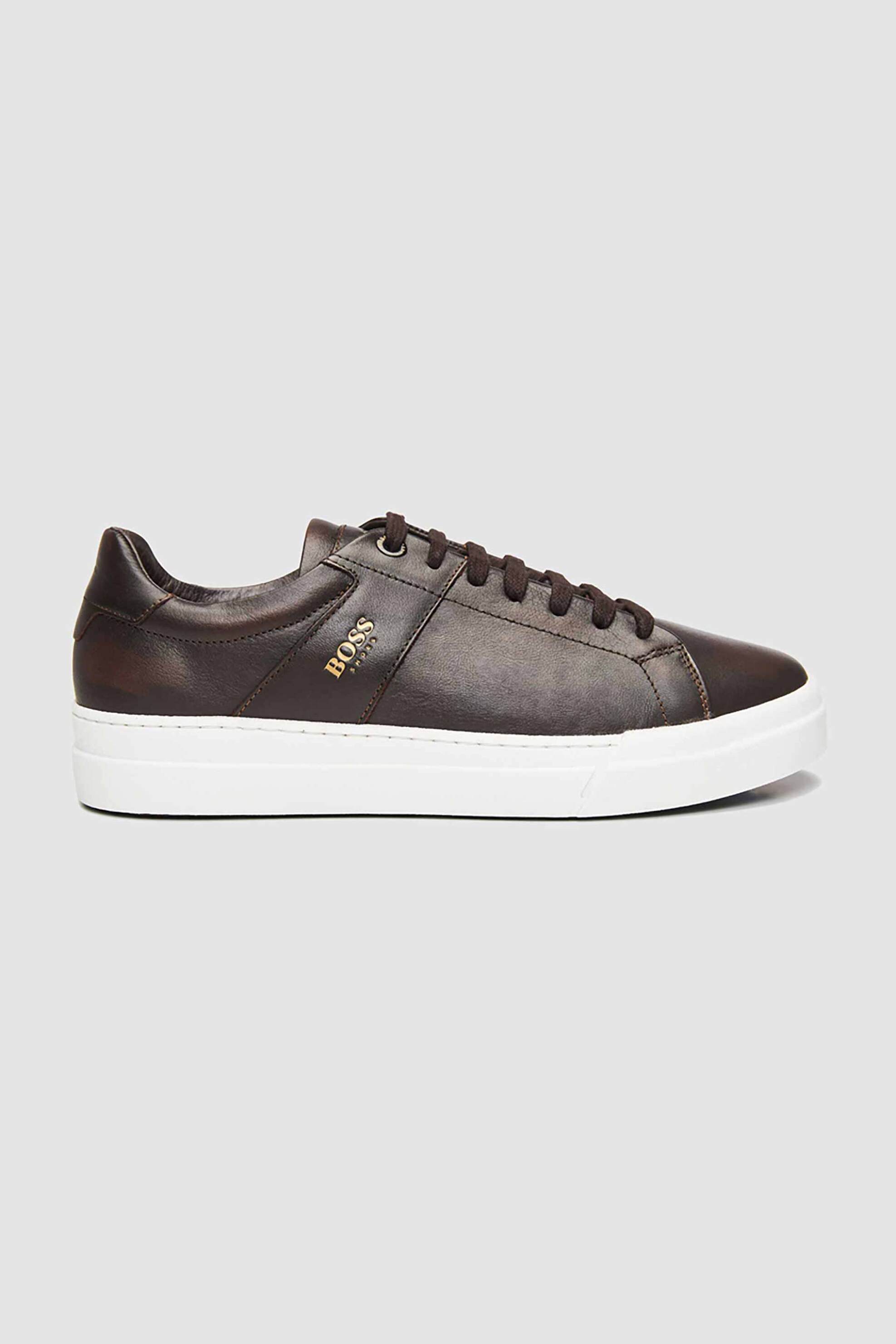 BOSS SHOES Boss Shoes ανδρικά δερμάτινα sneakers - AC121 Καφέ