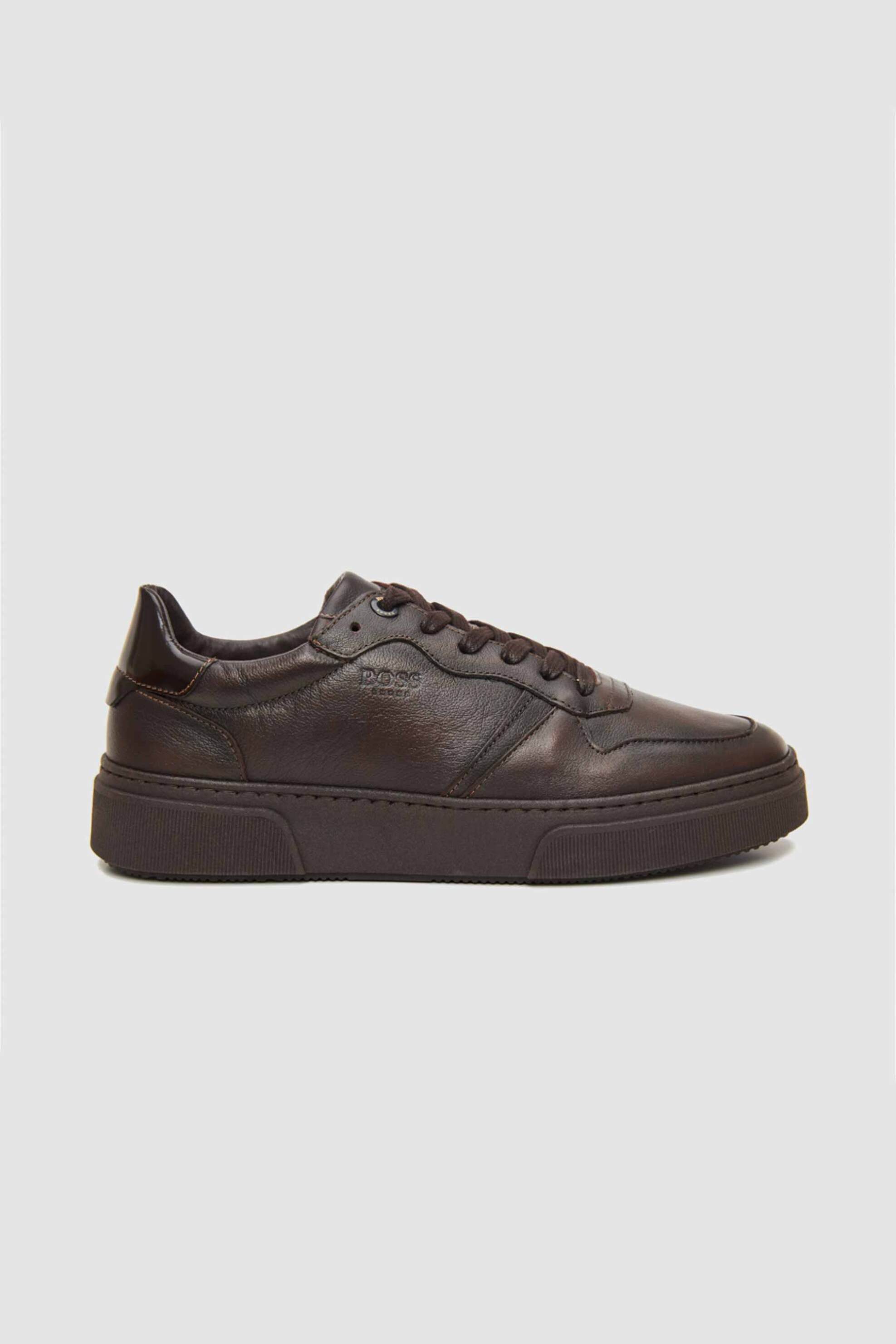 BOSS SHOES Boss Shoes ανδρικά δερμάτινα sneakers - AA220 Καφέ