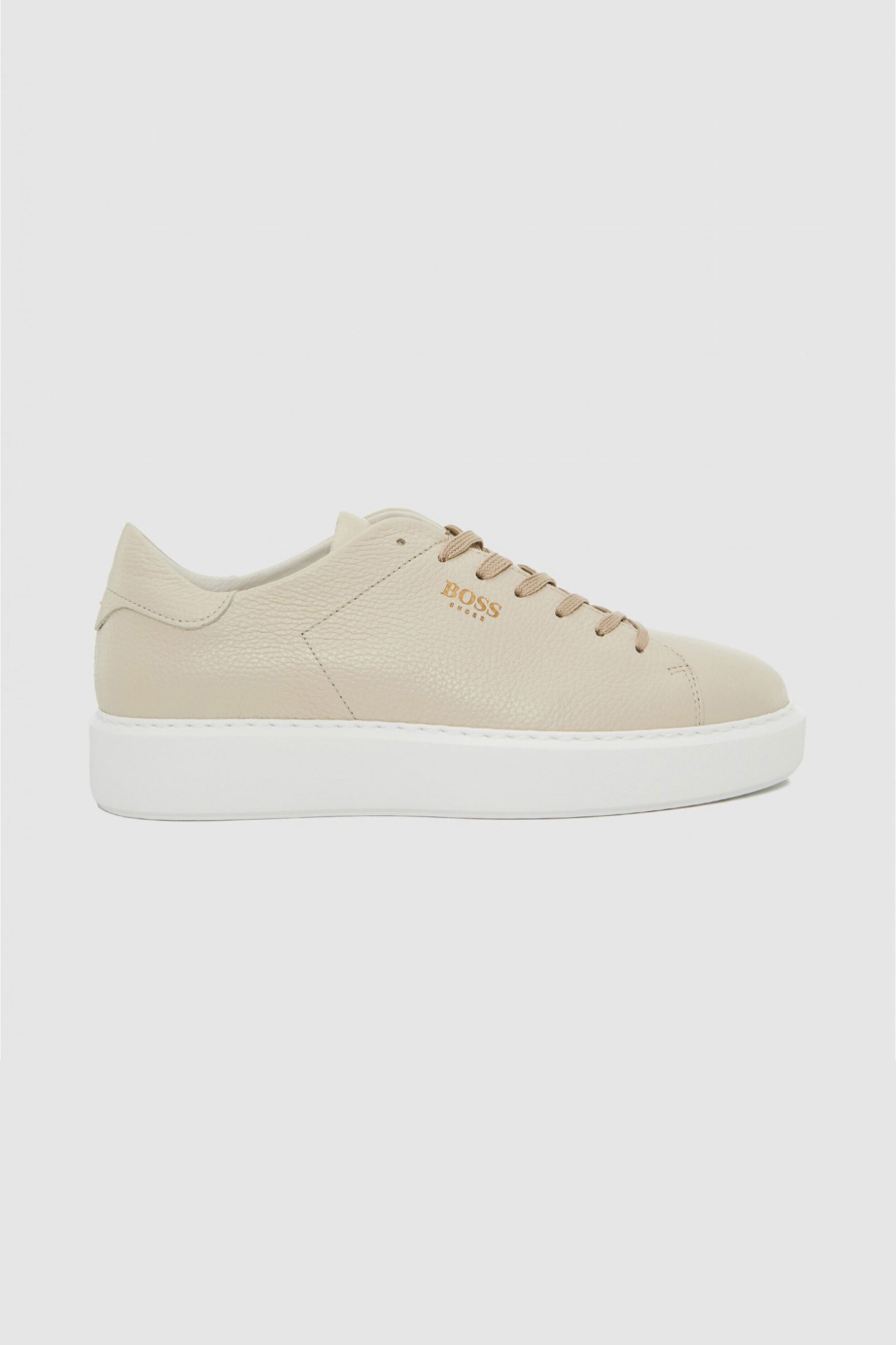 Boss Shoes ανδρικά δερμάτινα sneakers με λογότυπο - B5720 Μπεζ