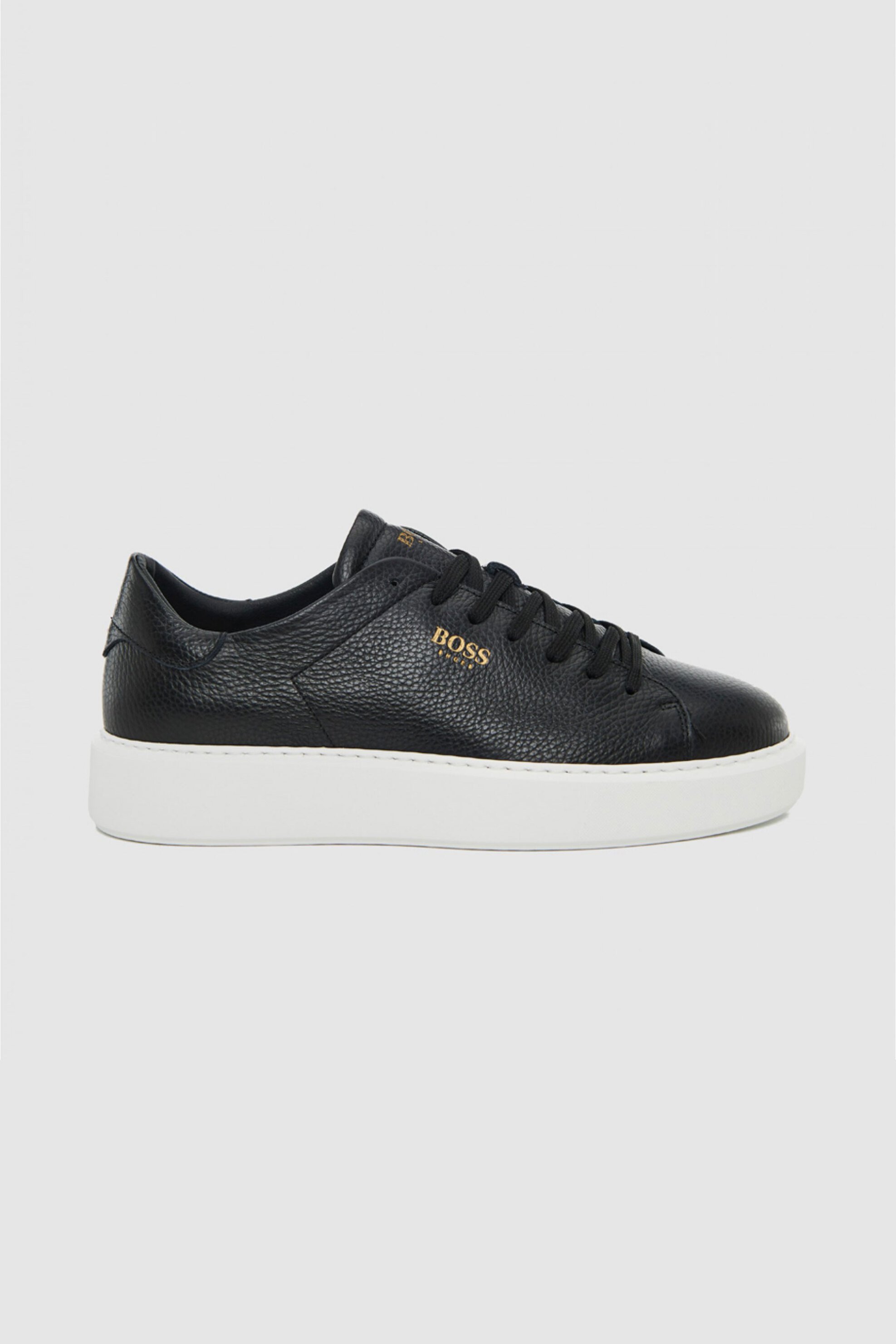 BOSS SHOES Boss Shoes ανδρικά δερμάτινα sneakers με λογότυπο - B5720 Μαύρο
