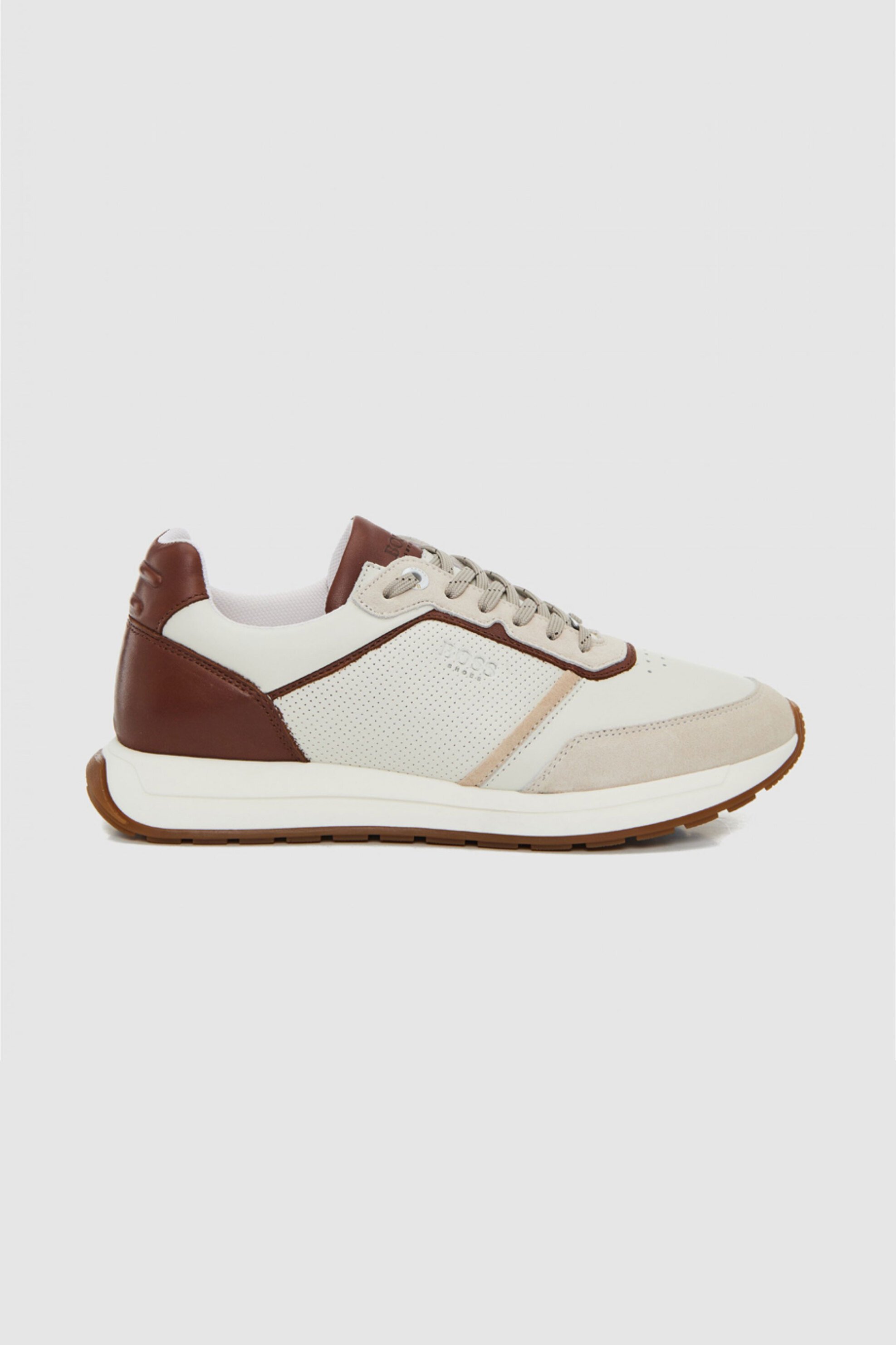 BOSS SHOES Boss Shoes ανδρικά δερμάτινα sneakers με λογότυπο - B230/A Καφέ