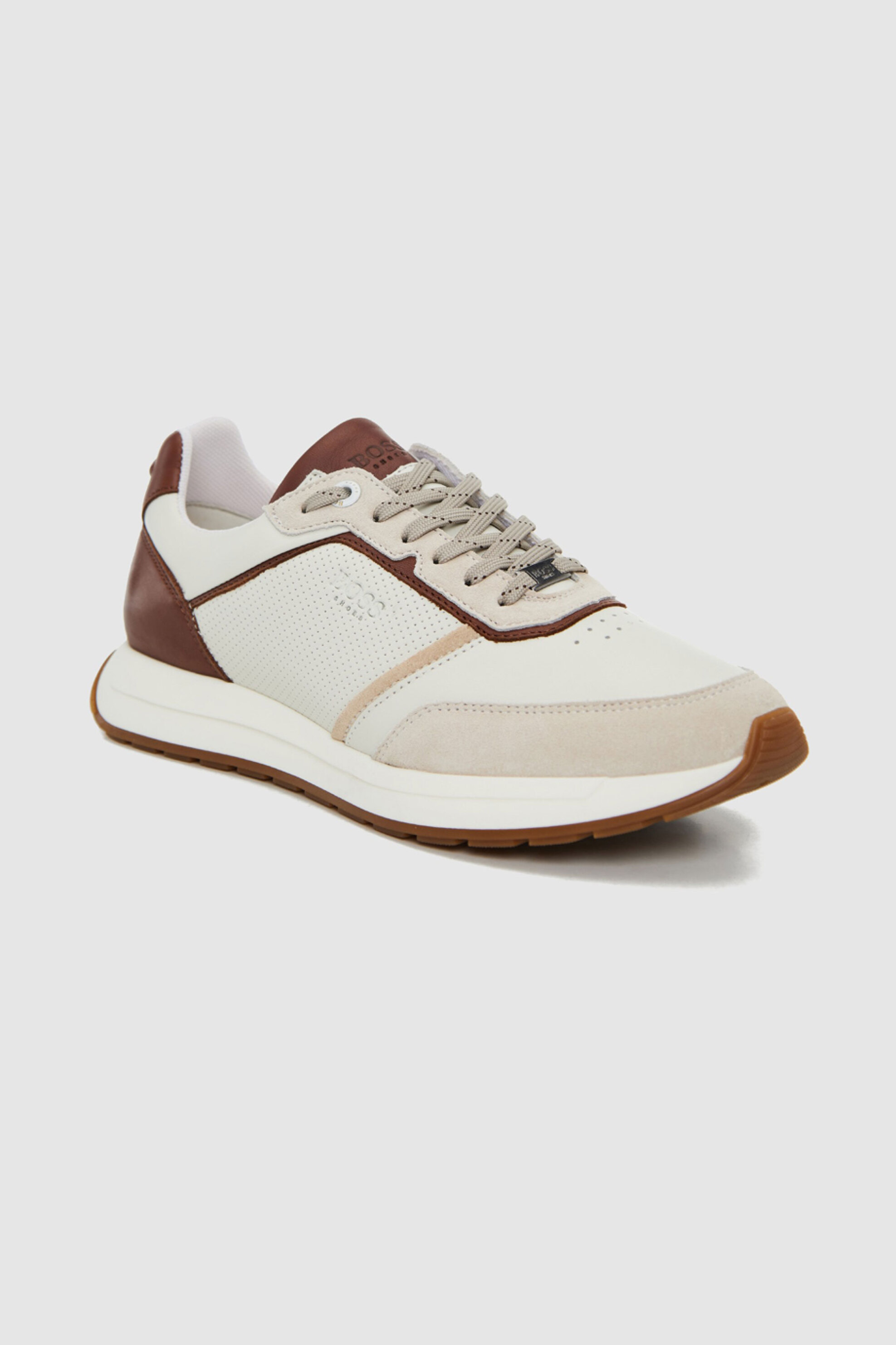 Boss Shoes ανδρικά δερμάτινα sneakers με λογότυπο - B230/A Καφέ φωτογραφία