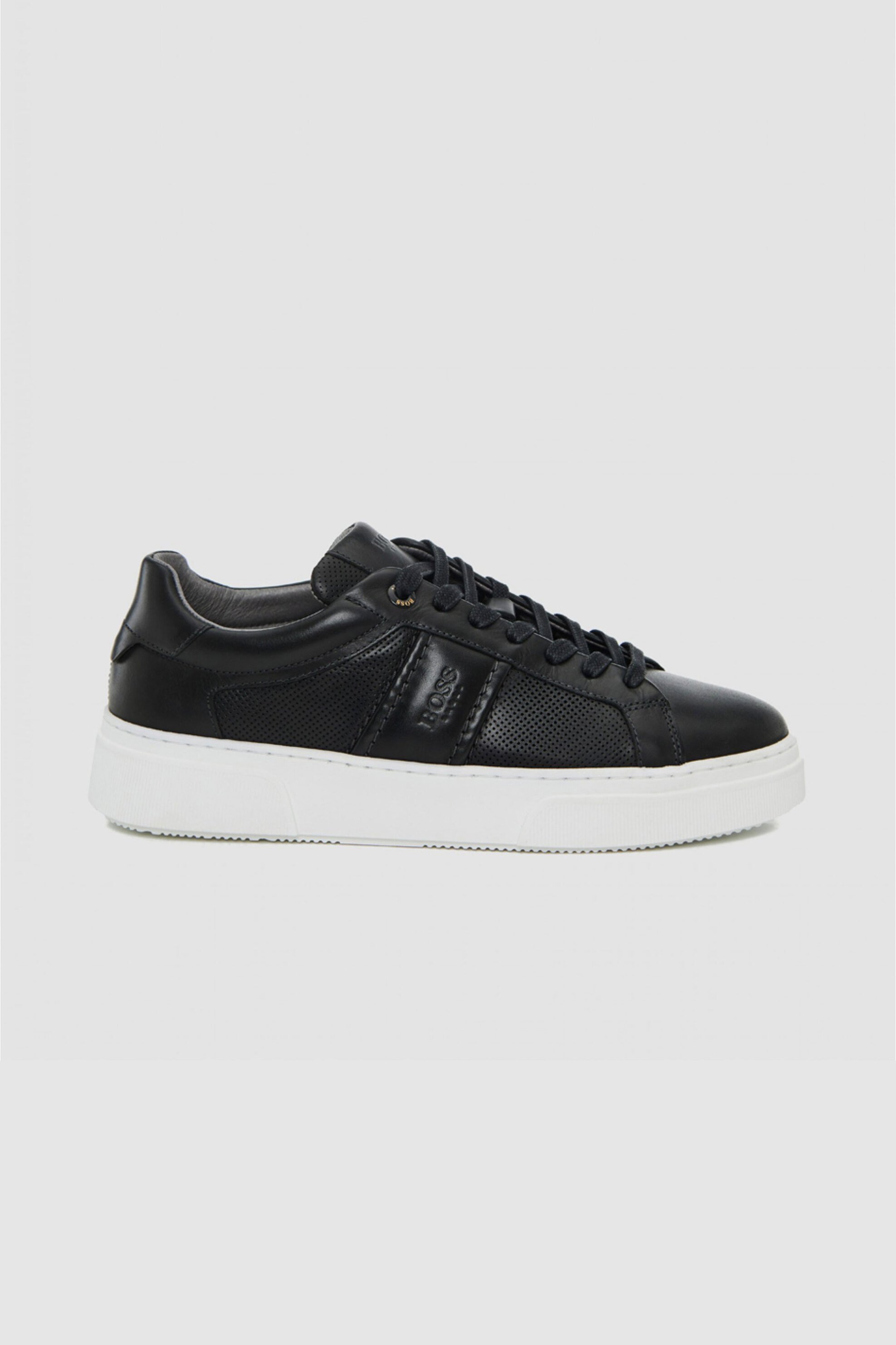 BOSS SHOES Boss Shoes ανδρικά δερμάτινα sneakers με λογότυπο - BC340 Μαύρο