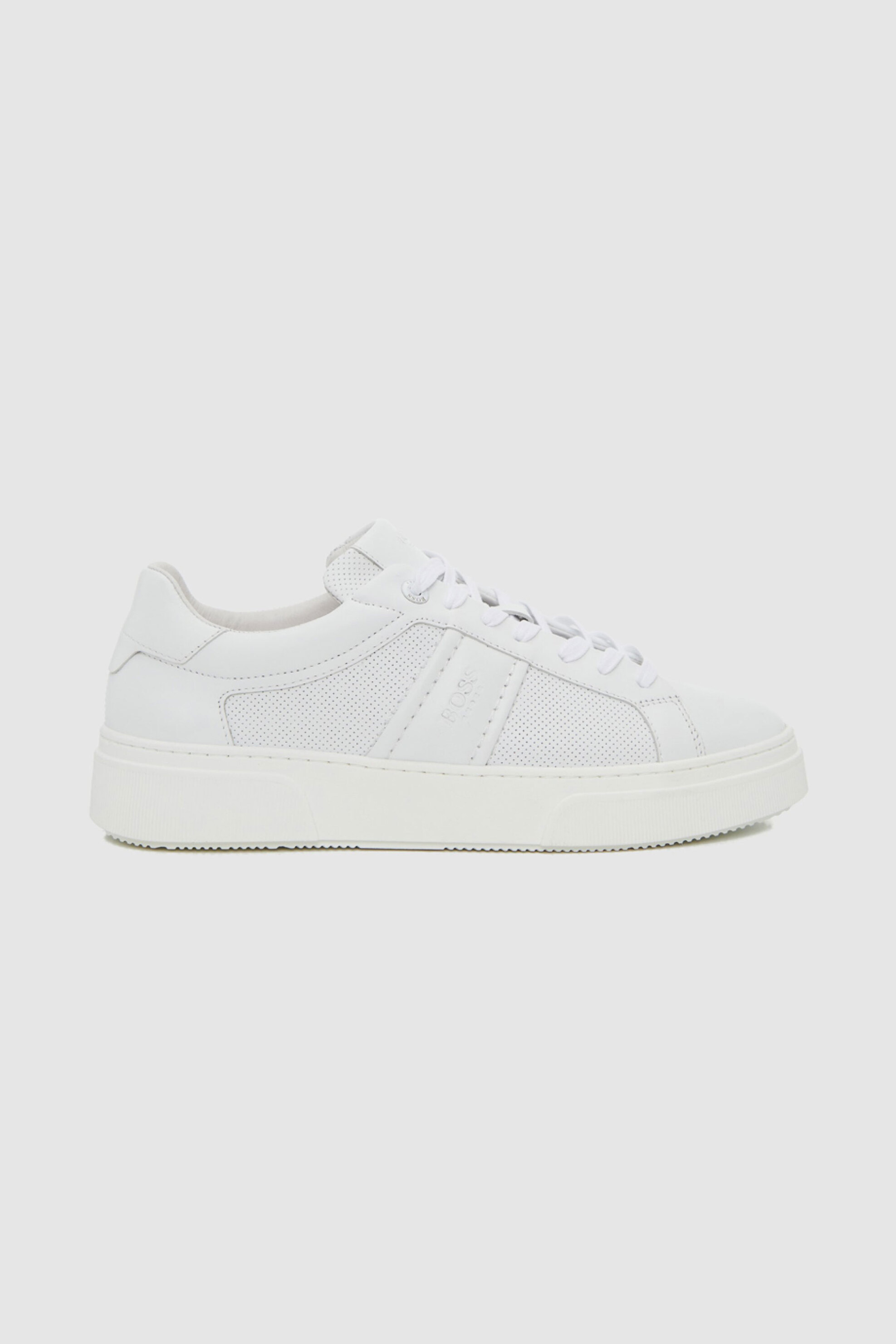 BOSS SHOES Boss Shoes ανδρικά δερμάτινα sneakers με λογότυπο - BC340 Λευκό