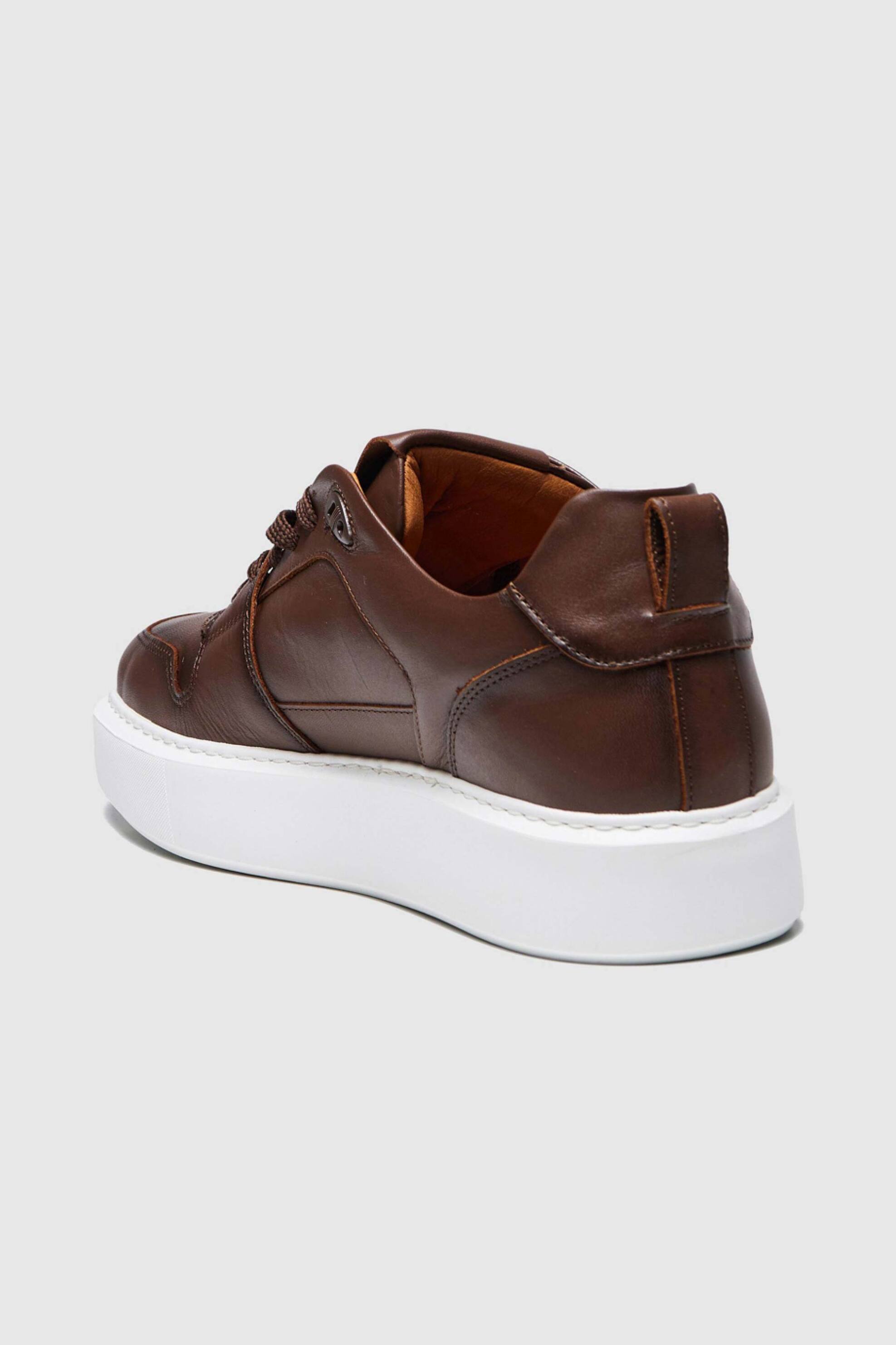 Boss Shoes ανδρικά δερμάτινα sneakers με λογότυπο - C6928 Καφέ φωτογραφία