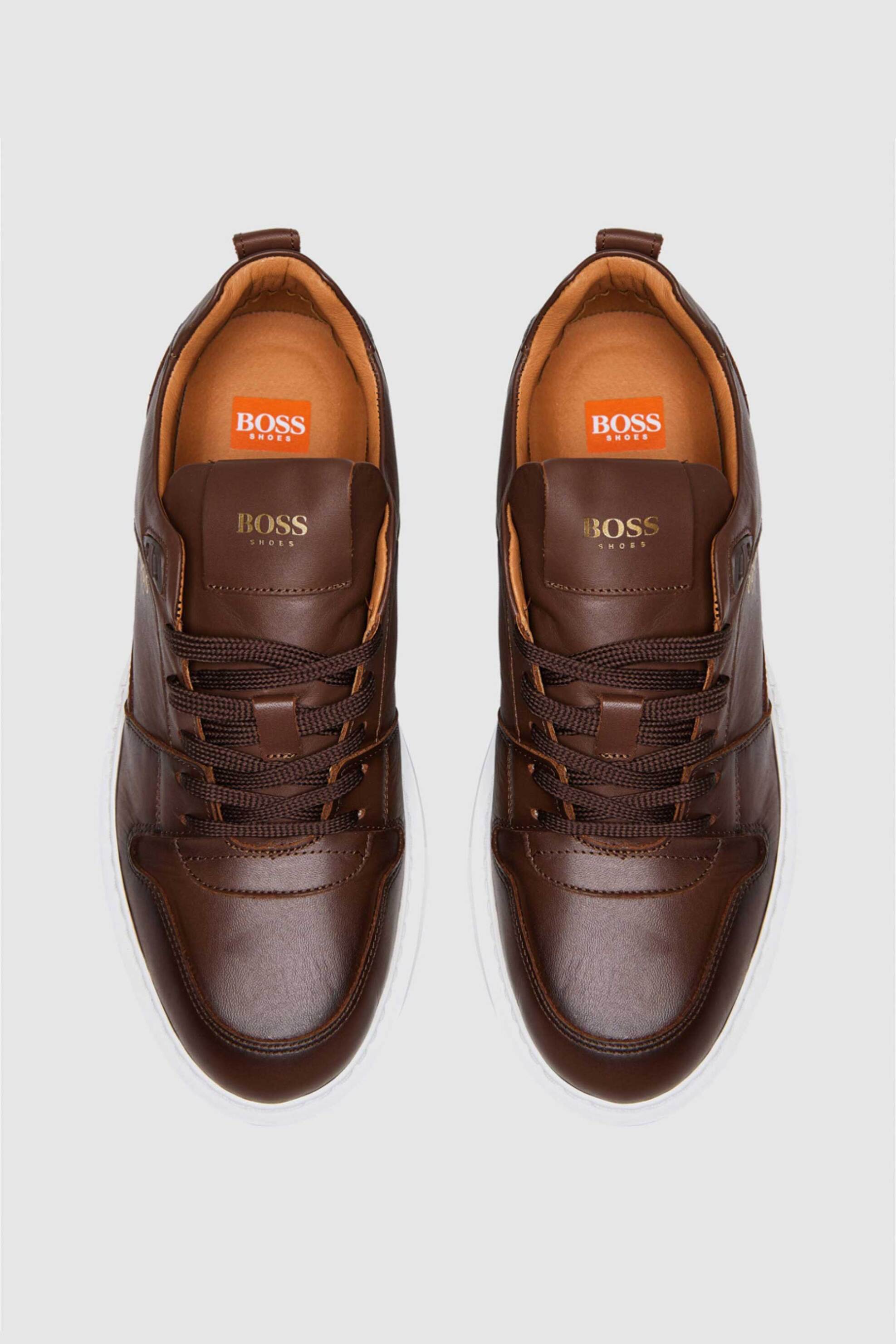 Boss Shoes ανδρικά δερμάτινα sneakers με λογότυπο - C6928 Καφέ φωτογραφία