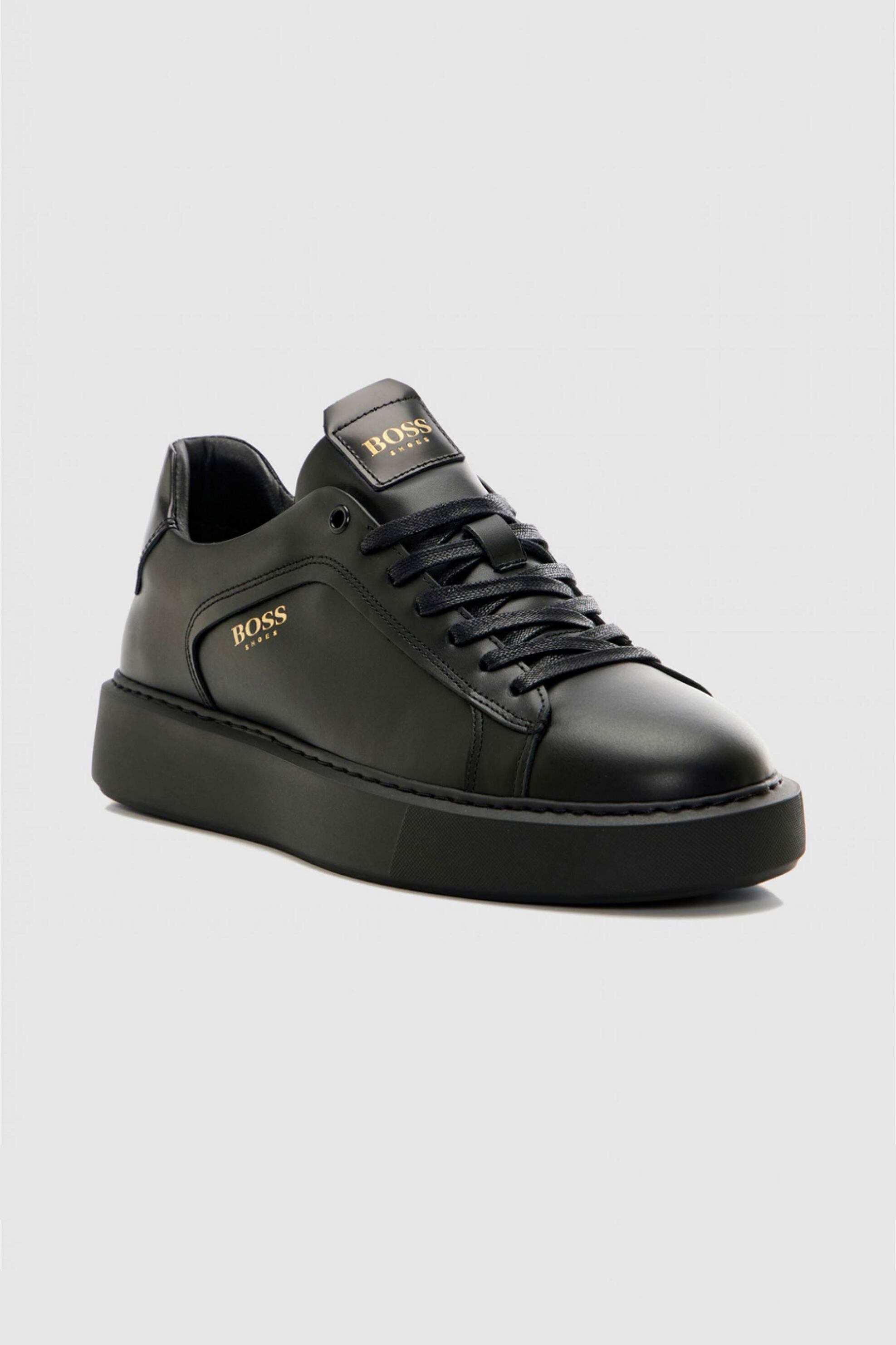 Boss Shoes ανδρικά δερμάτινα sneakers με λογότυπο - C6964 BS Μαύρο φωτογραφία