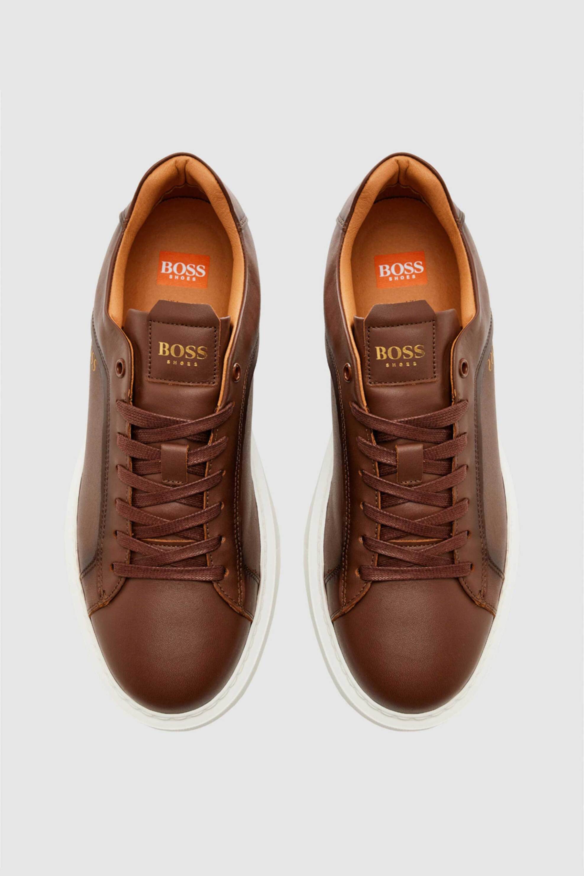 Boss Shoes ανδρικά δερμάτινα sneakers με λογότυπο - C6964 Καφέ φωτογραφία