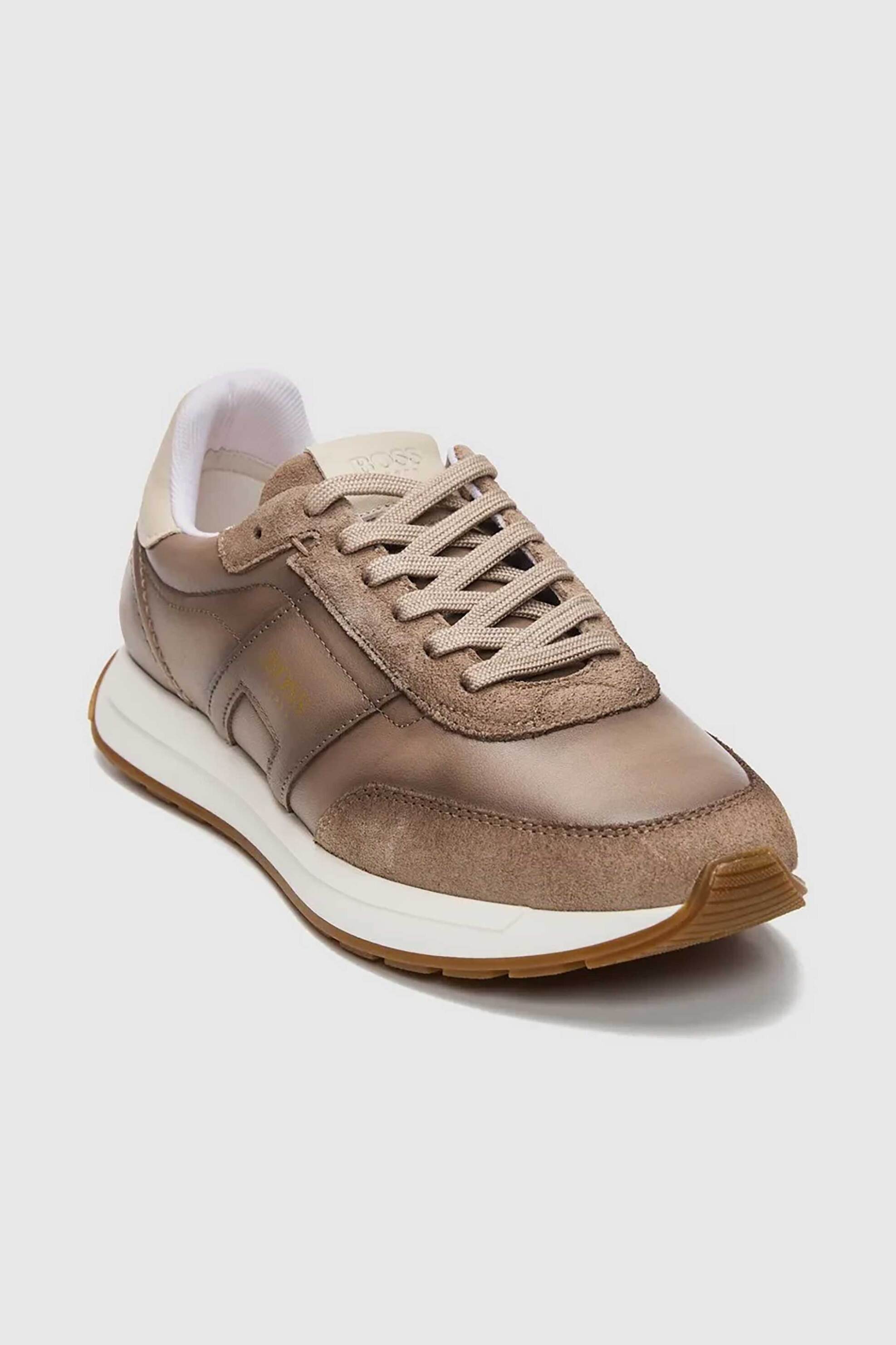 Boss Shoes ανδρικά δερμάτινα sneakers με λογότυπο - D321/A Καφέ φωτογραφία