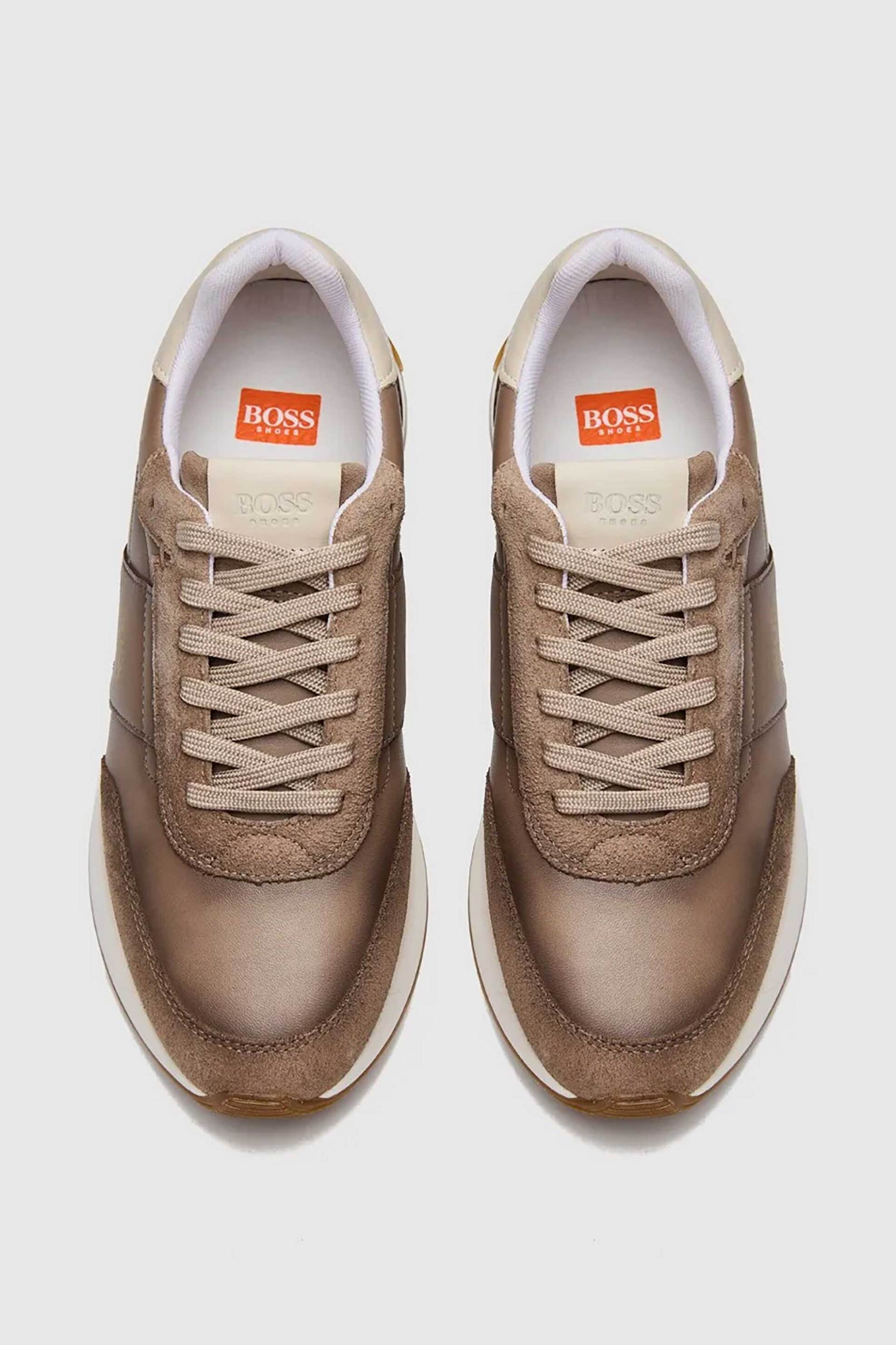 Boss Shoes ανδρικά δερμάτινα sneakers με λογότυπο - D321/A Καφέ φωτογραφία