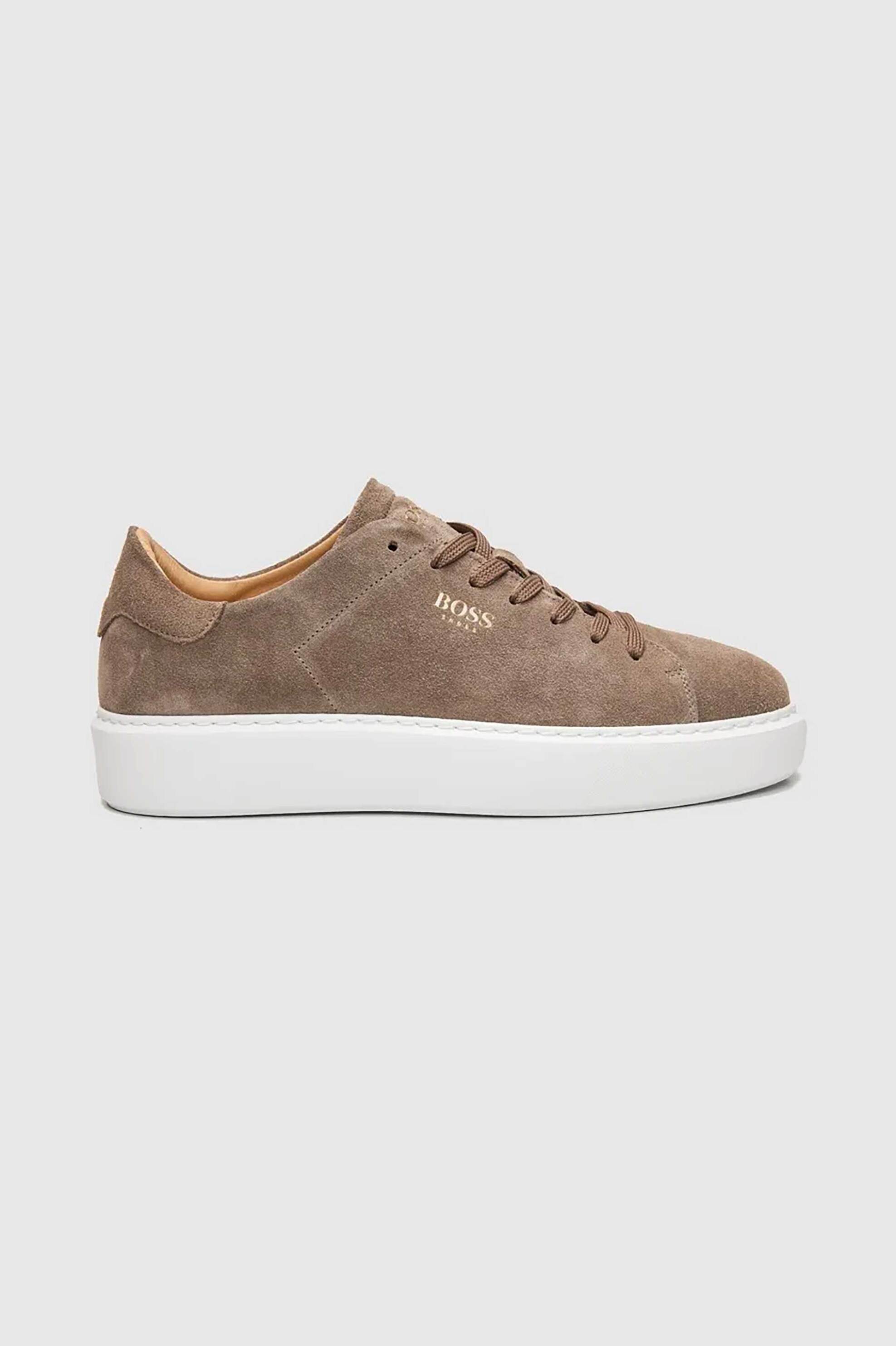 Boss Shoes ανδρικά δερμάτινα sneakers με λογότυπο - D5720 SUEDE Μπεζ