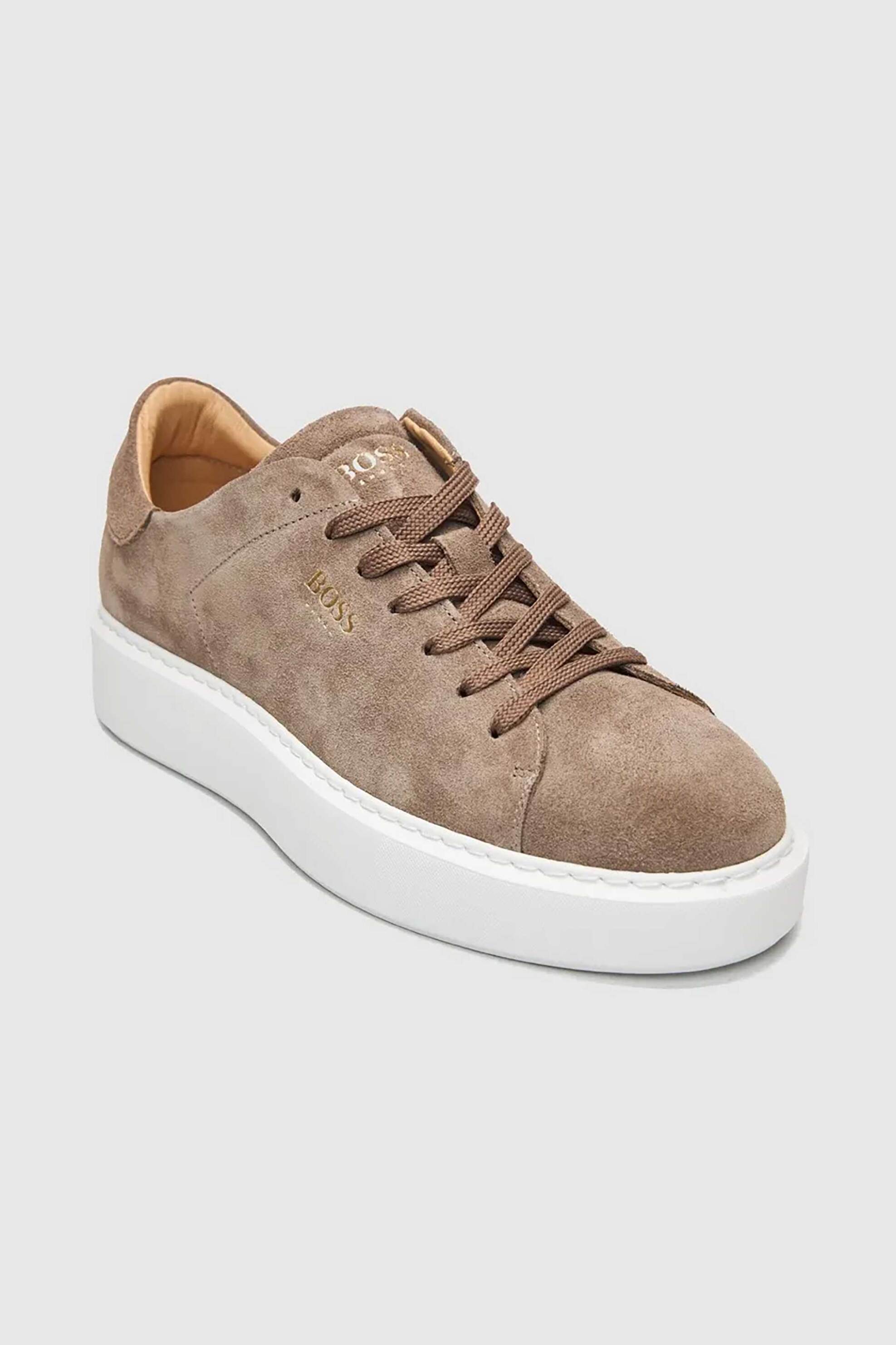 Boss Shoes ανδρικά δερμάτινα sneakers με λογότυπο - D5720 SUEDE Μπεζ φωτογραφία