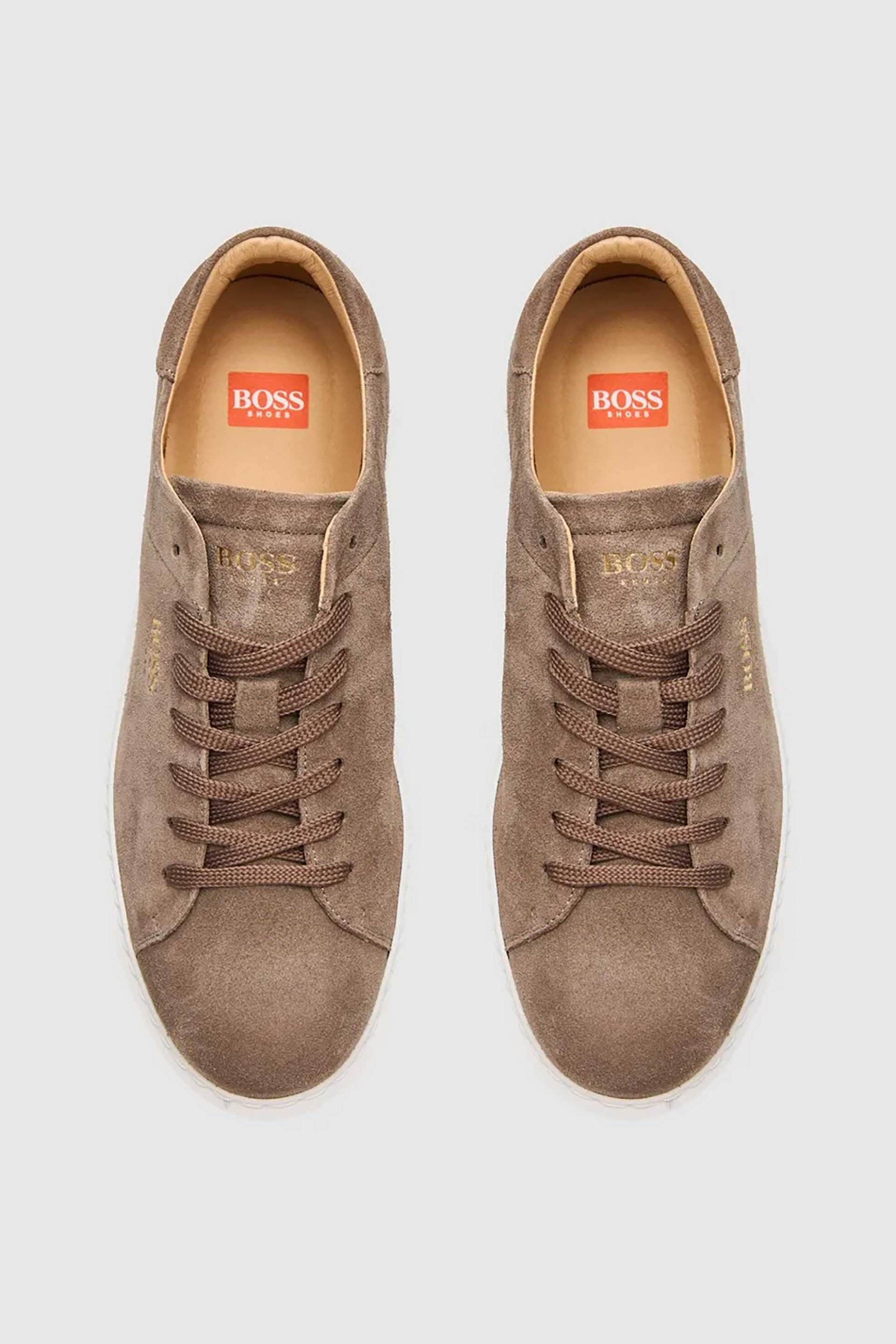 Boss Shoes ανδρικά δερμάτινα sneakers με λογότυπο - D5720 SUEDE Μπεζ φωτογραφία