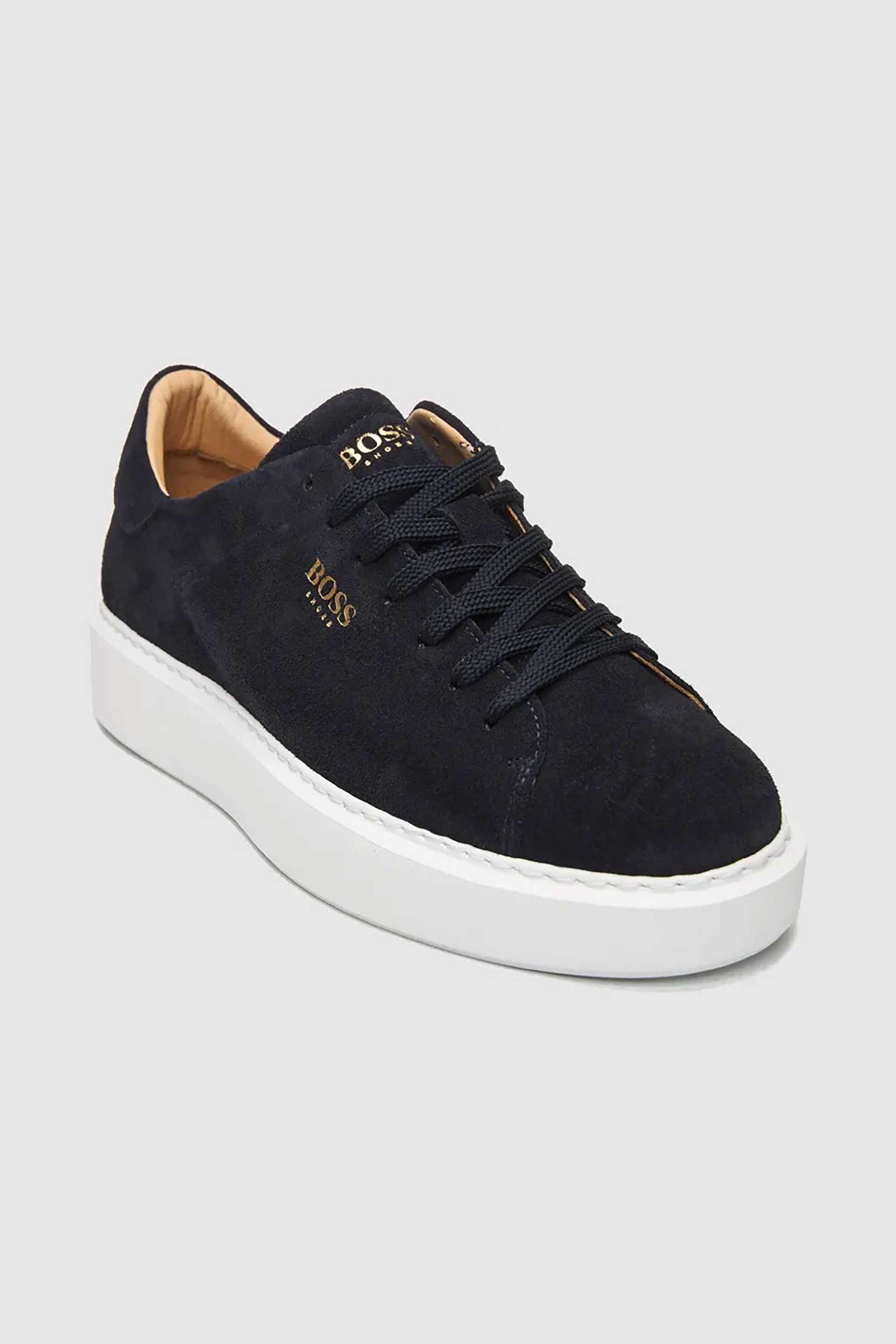Boss Shoes ανδρικά δερμάτινα sneakers με λογότυπο - D5720 SUEDE Μπλε Σκούρο φωτογραφία