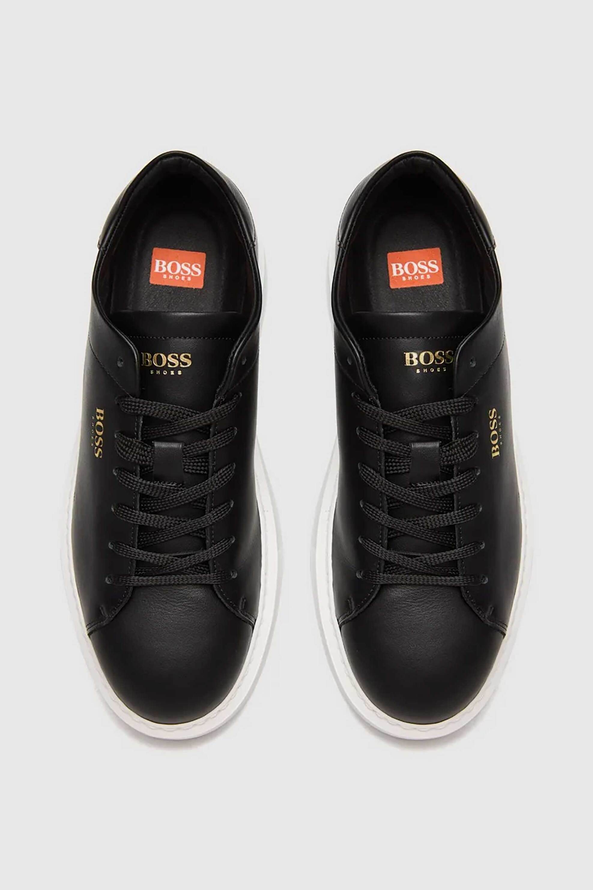 Boss Shoes ανδρικά δερμάτινα sneakers με λογότυπο - D5720 Μαύρο φωτογραφία