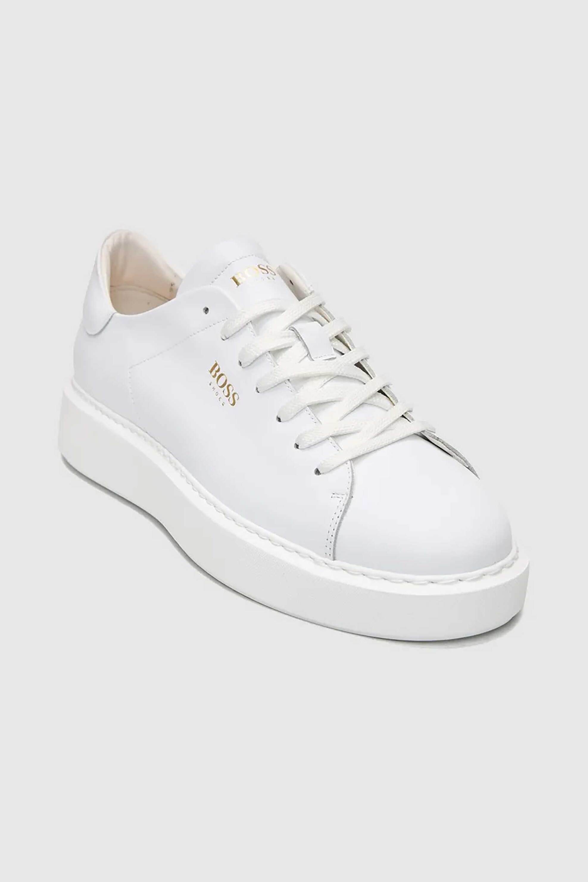 Boss Shoes ανδρικά δερμάτινα sneakers με λογότυπο - D5720 Λευκό φωτογραφία