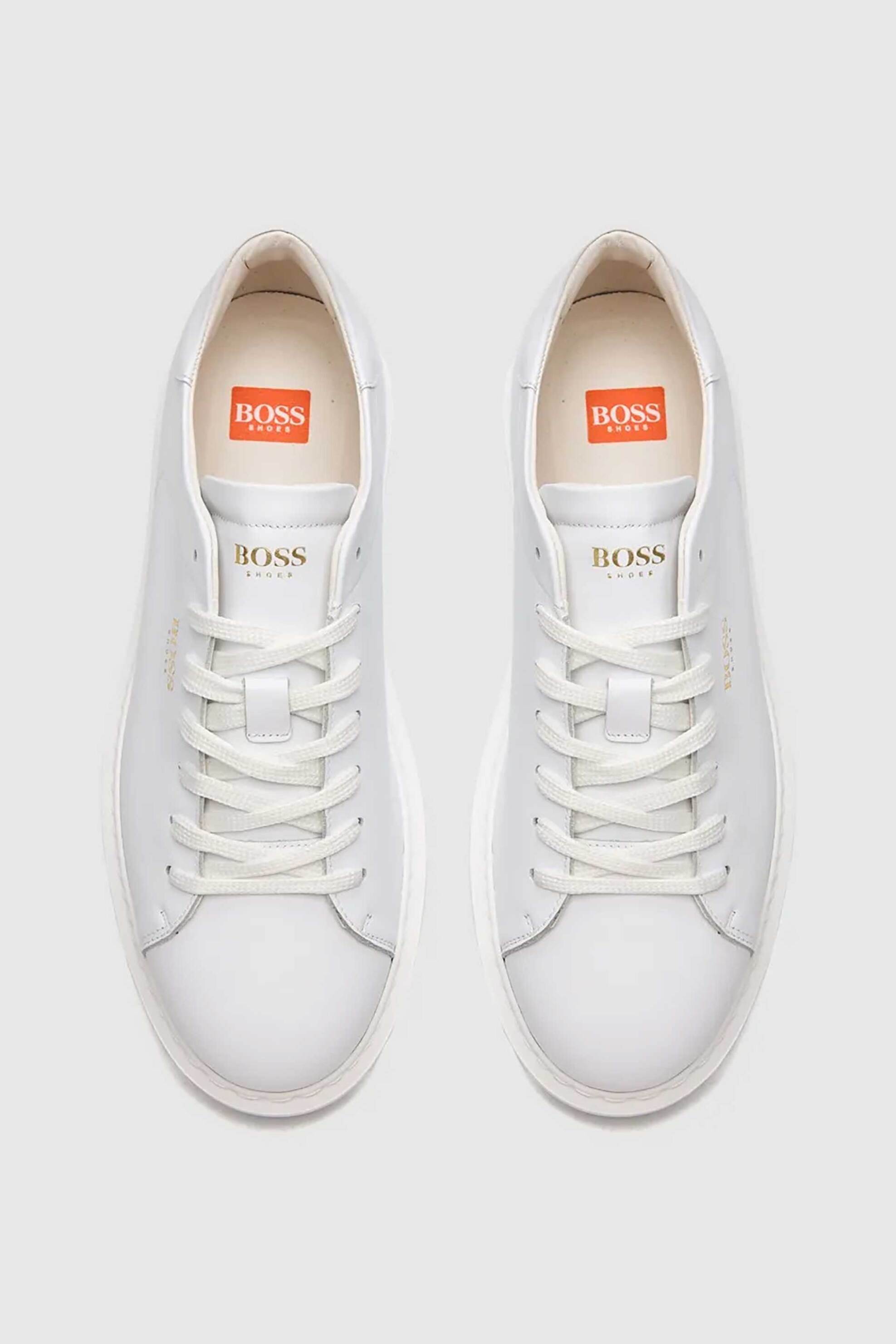Boss Shoes ανδρικά δερμάτινα sneakers με λογότυπο - D5720 Λευκό φωτογραφία