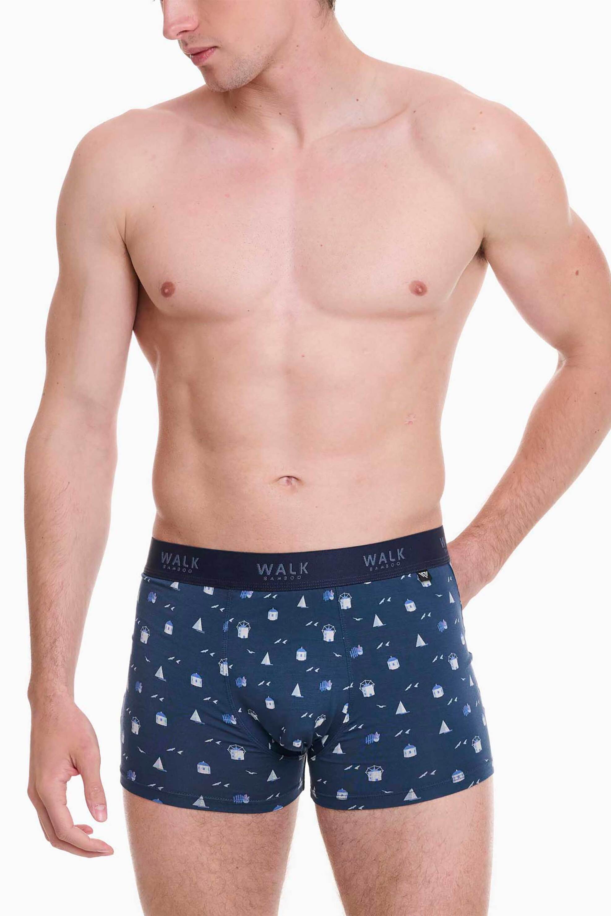 Walk ανδρικό εσώρουχο boxer με all-over print - W1770-77 Σκούρο Μπλε