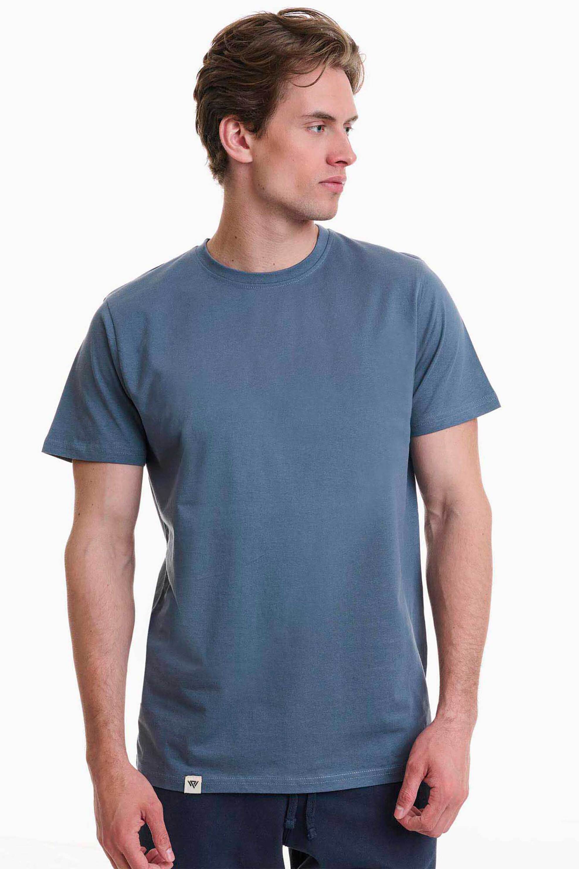 Walk ανδρικό βαμβακερό Τ-shirt μονόχρωμο - W5200-10 Μπλε Ραφ