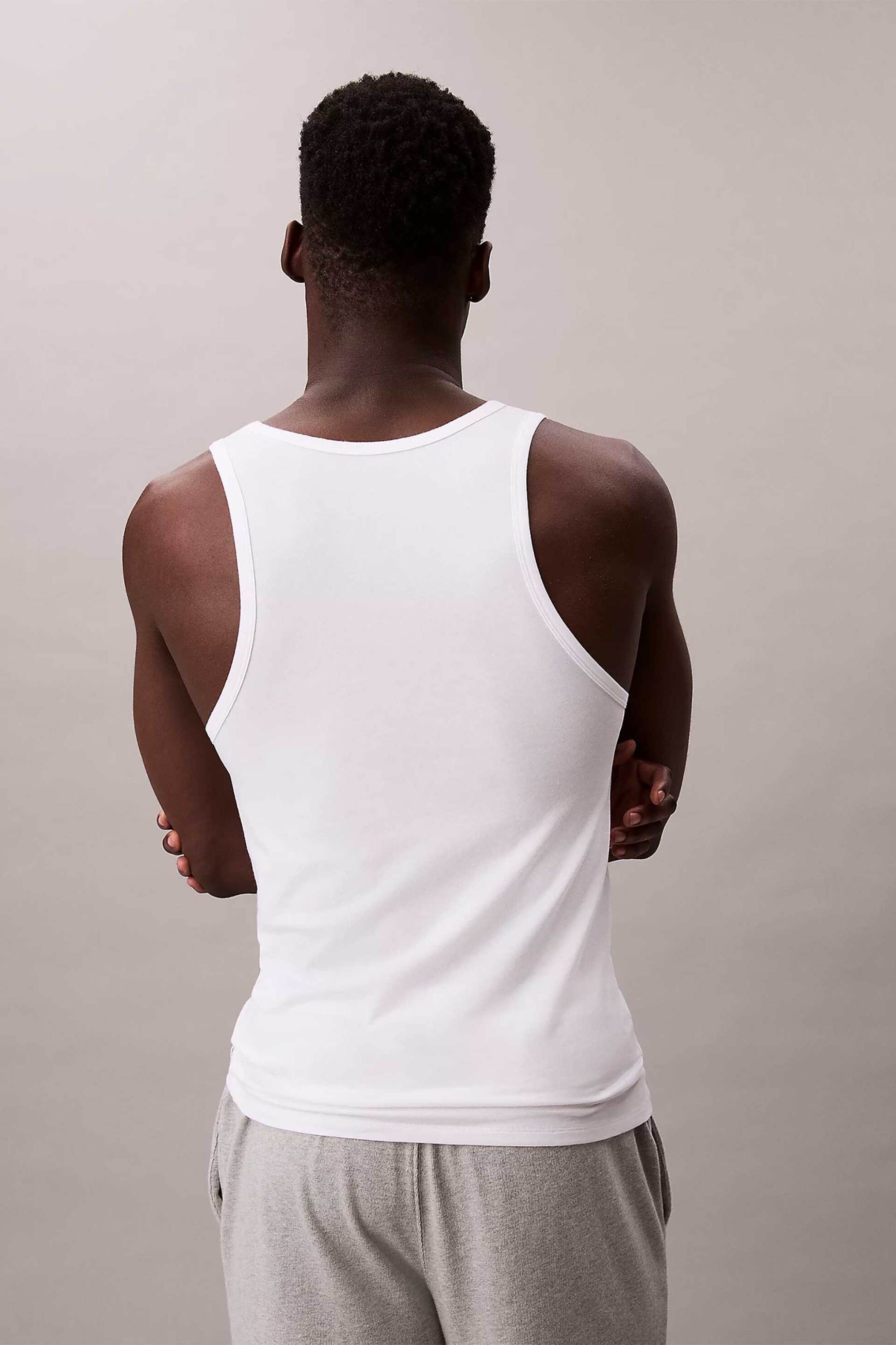 Calvin Klein Σετ Ανδρικά Αμάνικα Φανελάκια (3 Τεμάχια) - Lv00Nb4184 Λευκό