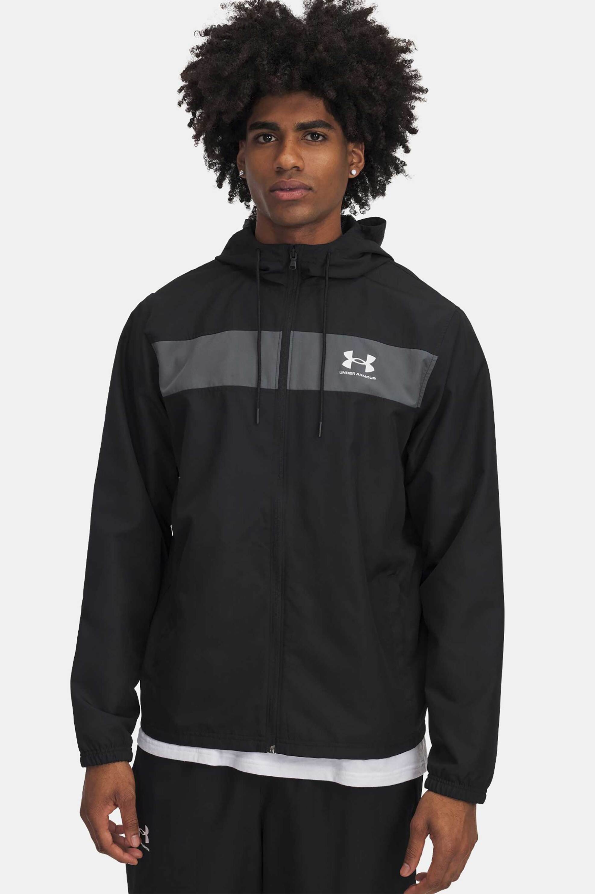 Under Armour ανδρικό μπουφάν αντιανεμικό με κουκούλα Loose Fit "UA Sportstyle" - 1361621 Μαύρο