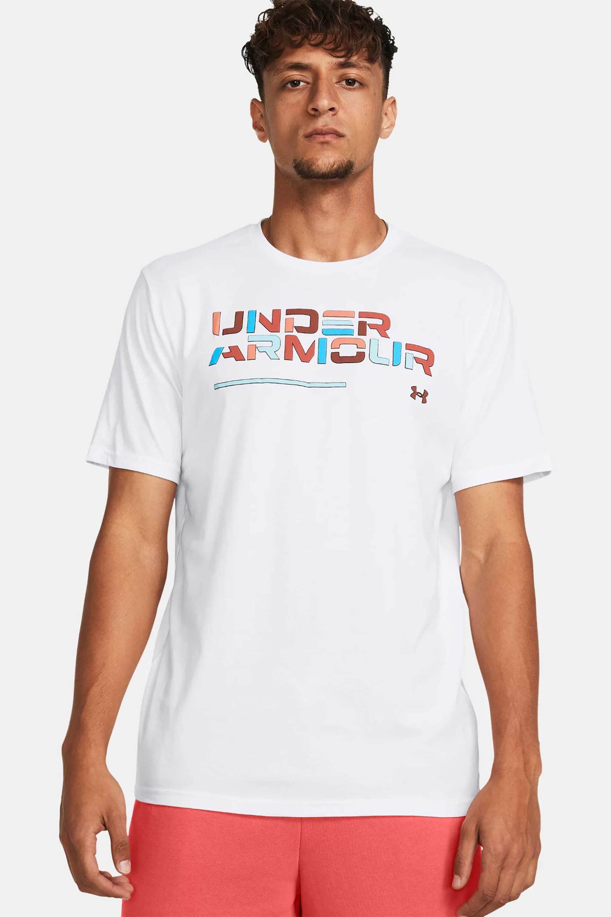 Ανδρική Μόδα > Ανδρικά Αθλητικά > Ανδρικά Αθλητικά Ρούχα > Αθλητικές Μπλούζες > Ανδρικά Αθλητικά T-Shirts Under Armour ανδρικό T-shirt με colourblocked logo print Loose Fit - 1382829 Λευκό