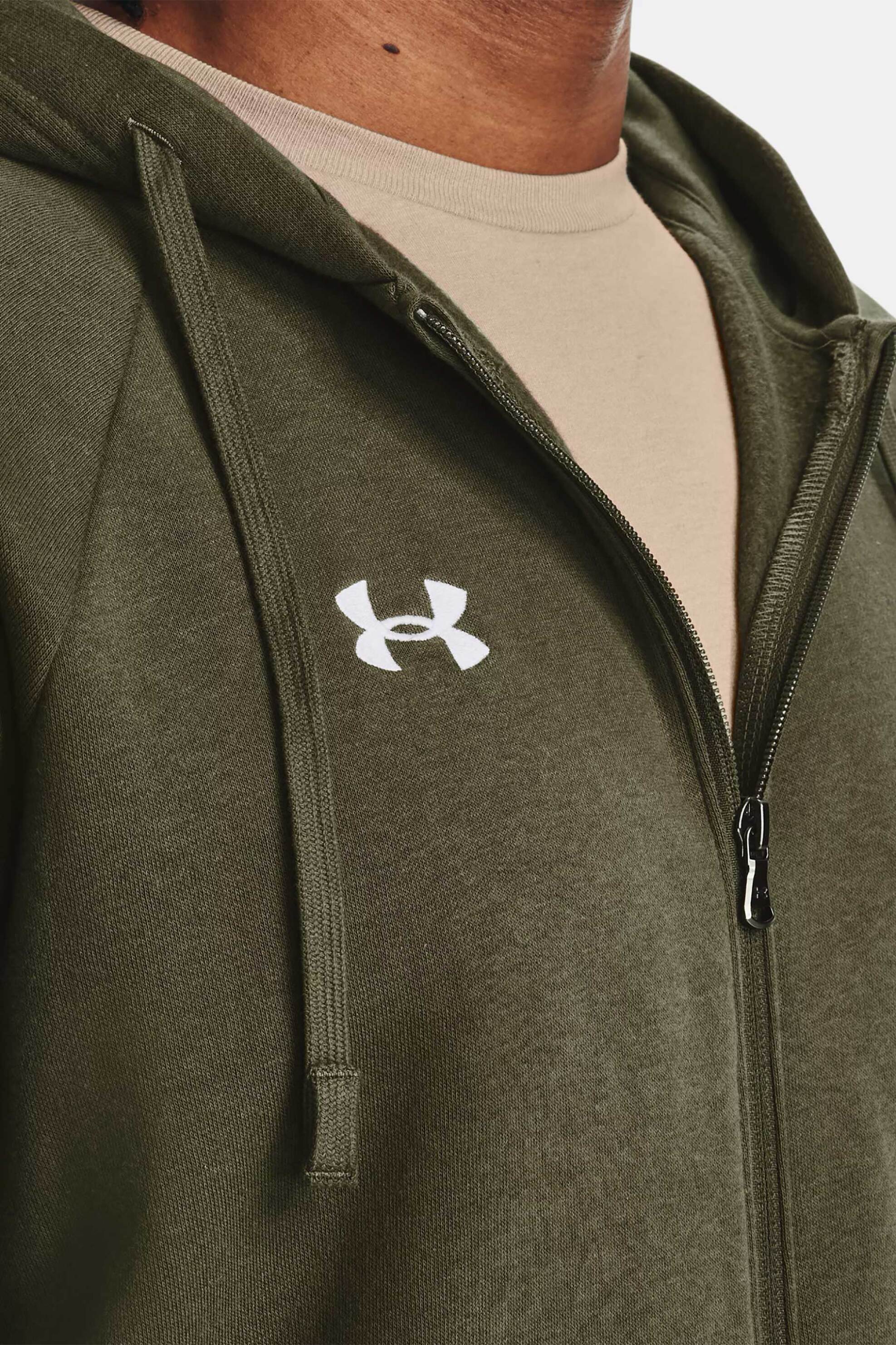 Under Armour ανδρική ζακέτα φούτερ με κουκούλα και κεντημένο logo Loose Fit - 1379767 Λαδί φωτογραφία